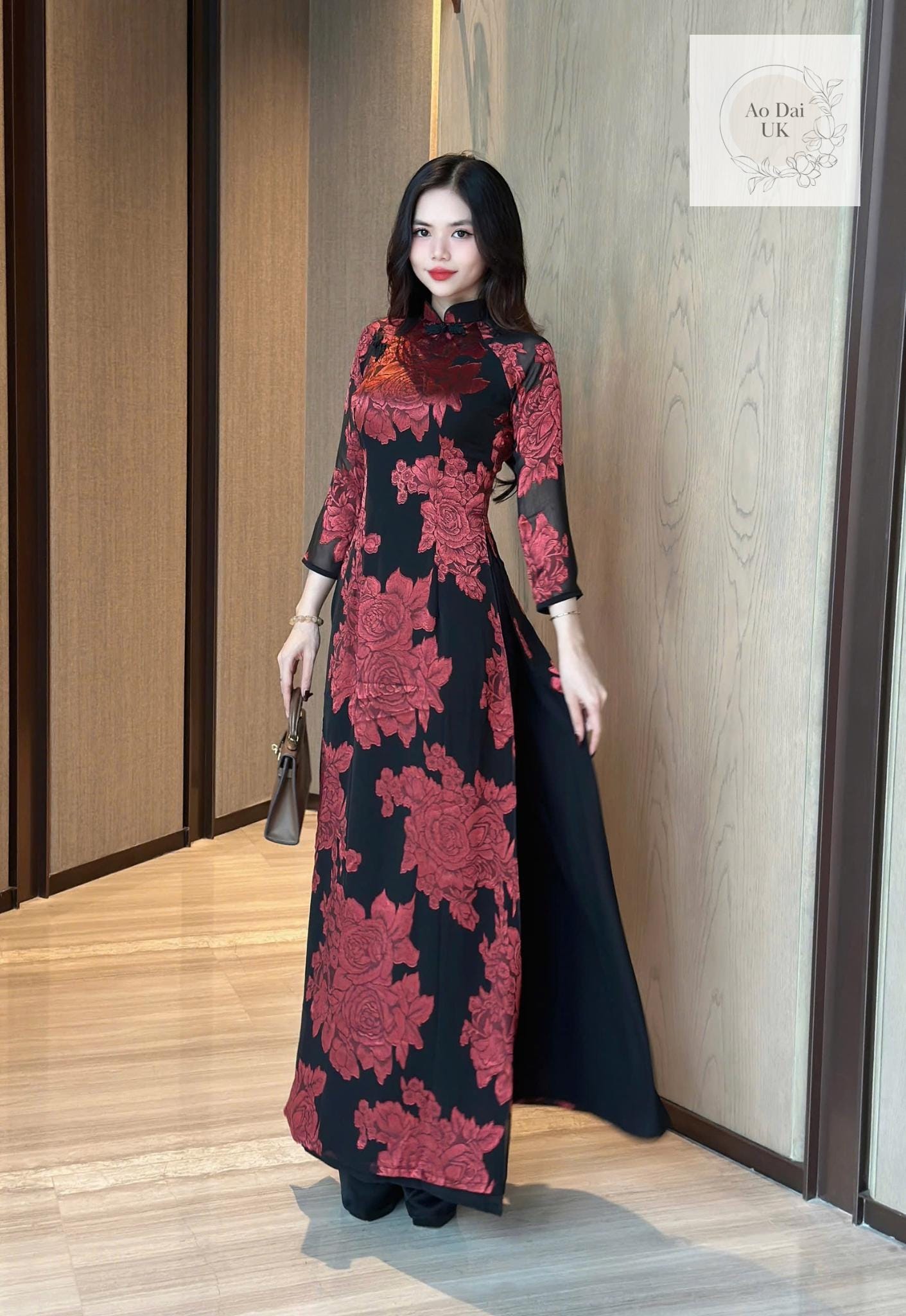 Floral chiffon Ao dai - Ao dai truyen thong - Vietnamese traditional dress for women