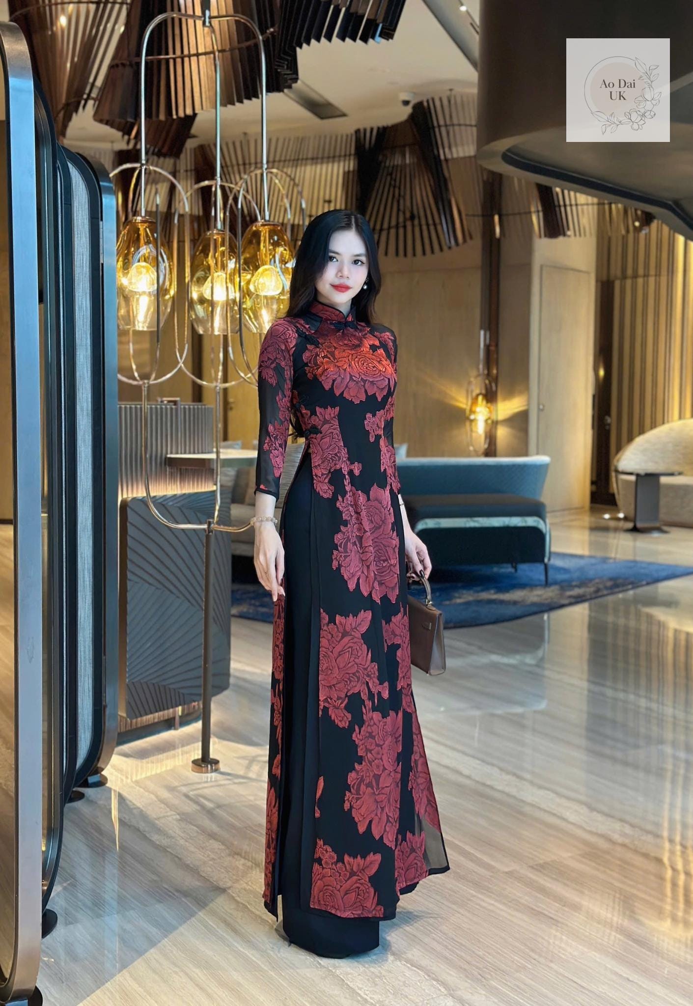 Floral chiffon Ao dai - Ao dai truyen thong - Vietnamese traditional dress for women