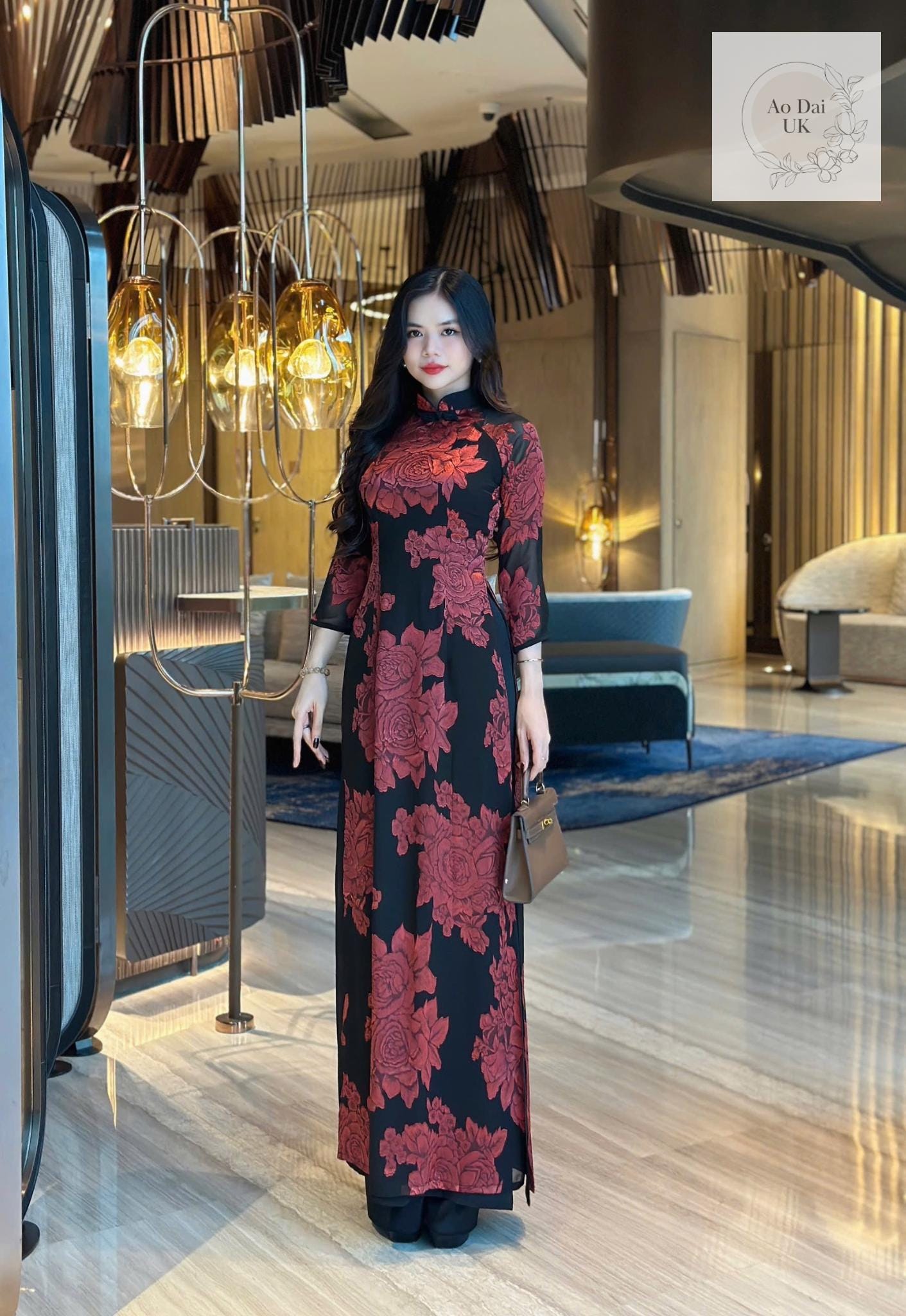 Floral chiffon Ao dai - Ao dai truyen thong - Vietnamese traditional dress for women