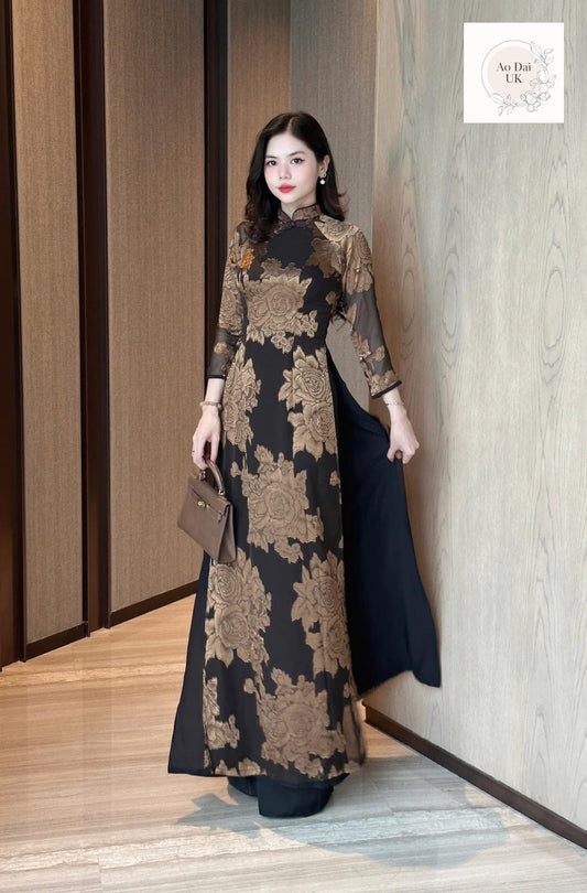 Floral chiffon Ao dai - Ao dai truyen thong - Vietnamese traditional dress for women