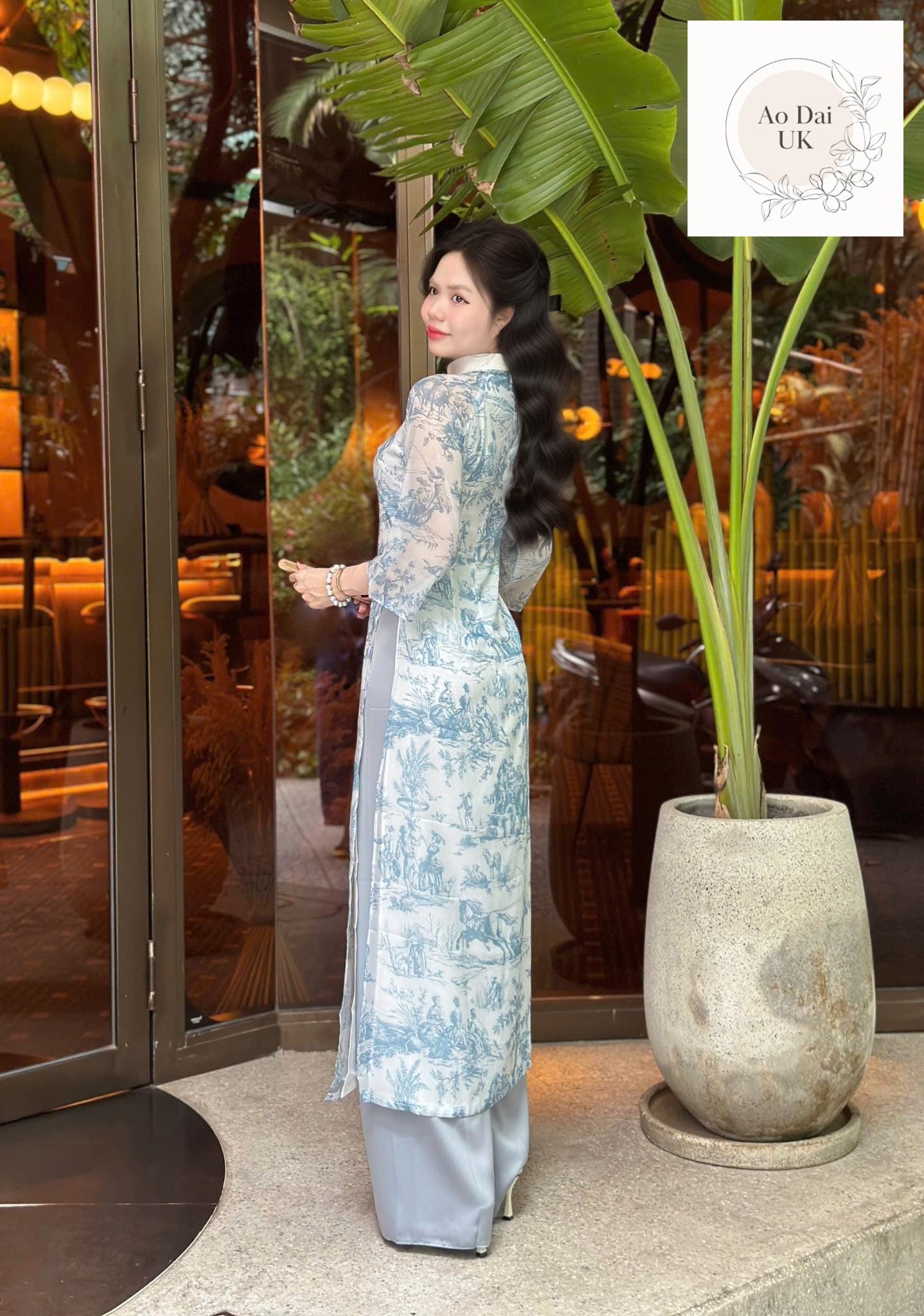 Vietnamese modern ao dai with vintage patterns- Ao Dai loose fit, big sizes, over sizes