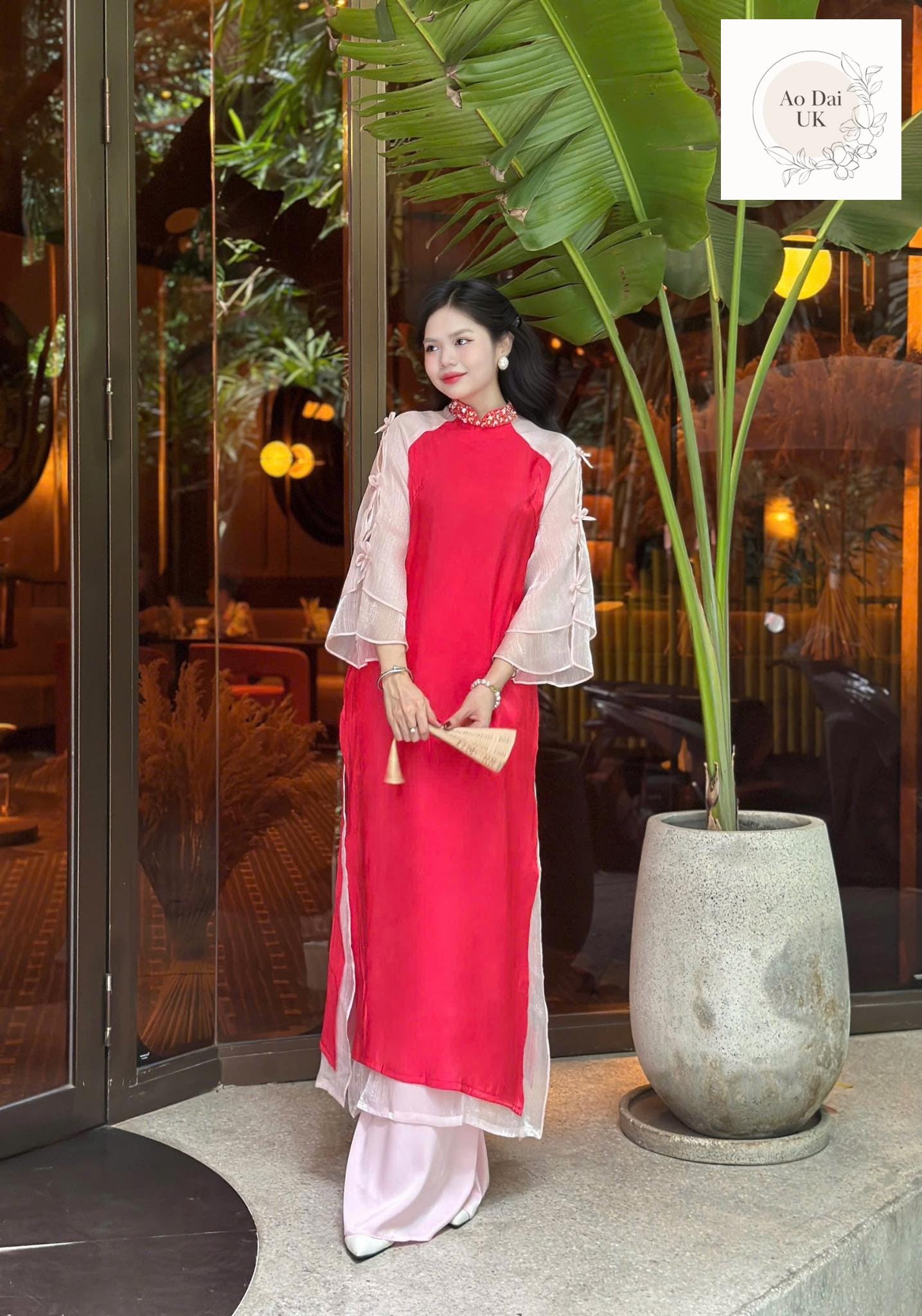 Vietnamese modern ao dai with vintage patterns- Ao Dai loose fit, big sizes, over sizes