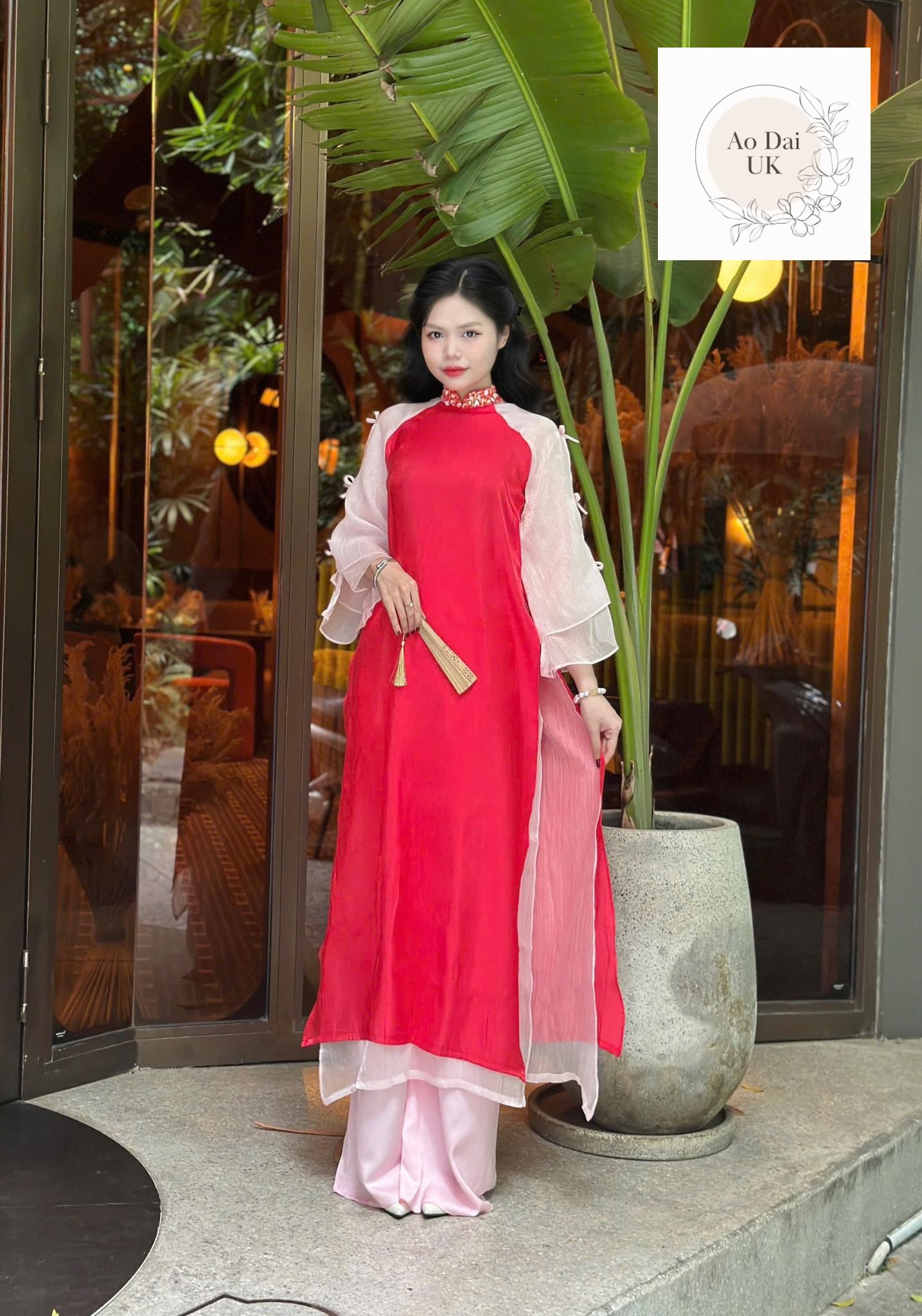 Vietnamese modern ao dai with vintage patterns- Ao Dai loose fit, big sizes, over sizes