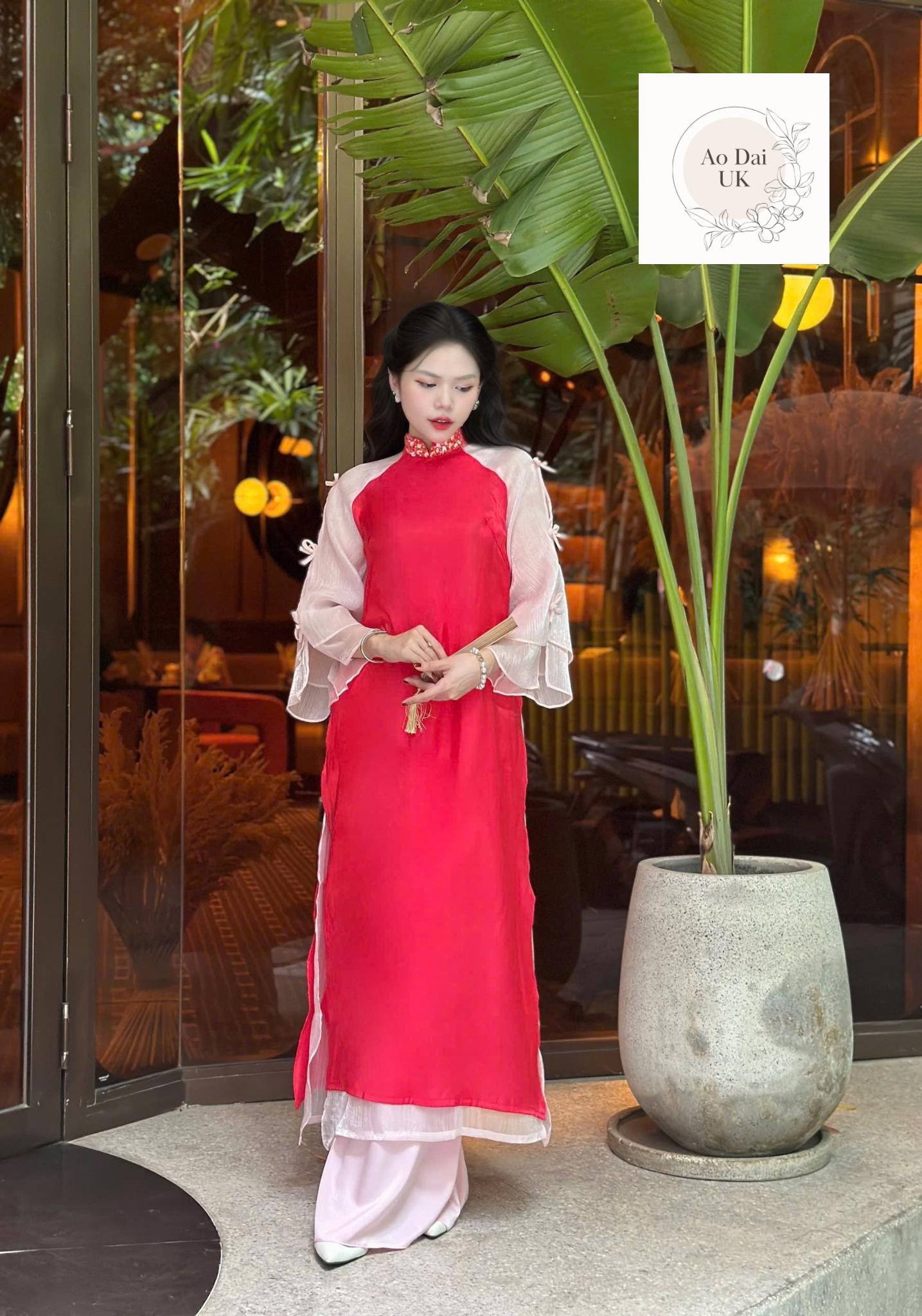 Vietnamese modern ao dai with vintage patterns- Ao Dai loose fit, big sizes, over sizes