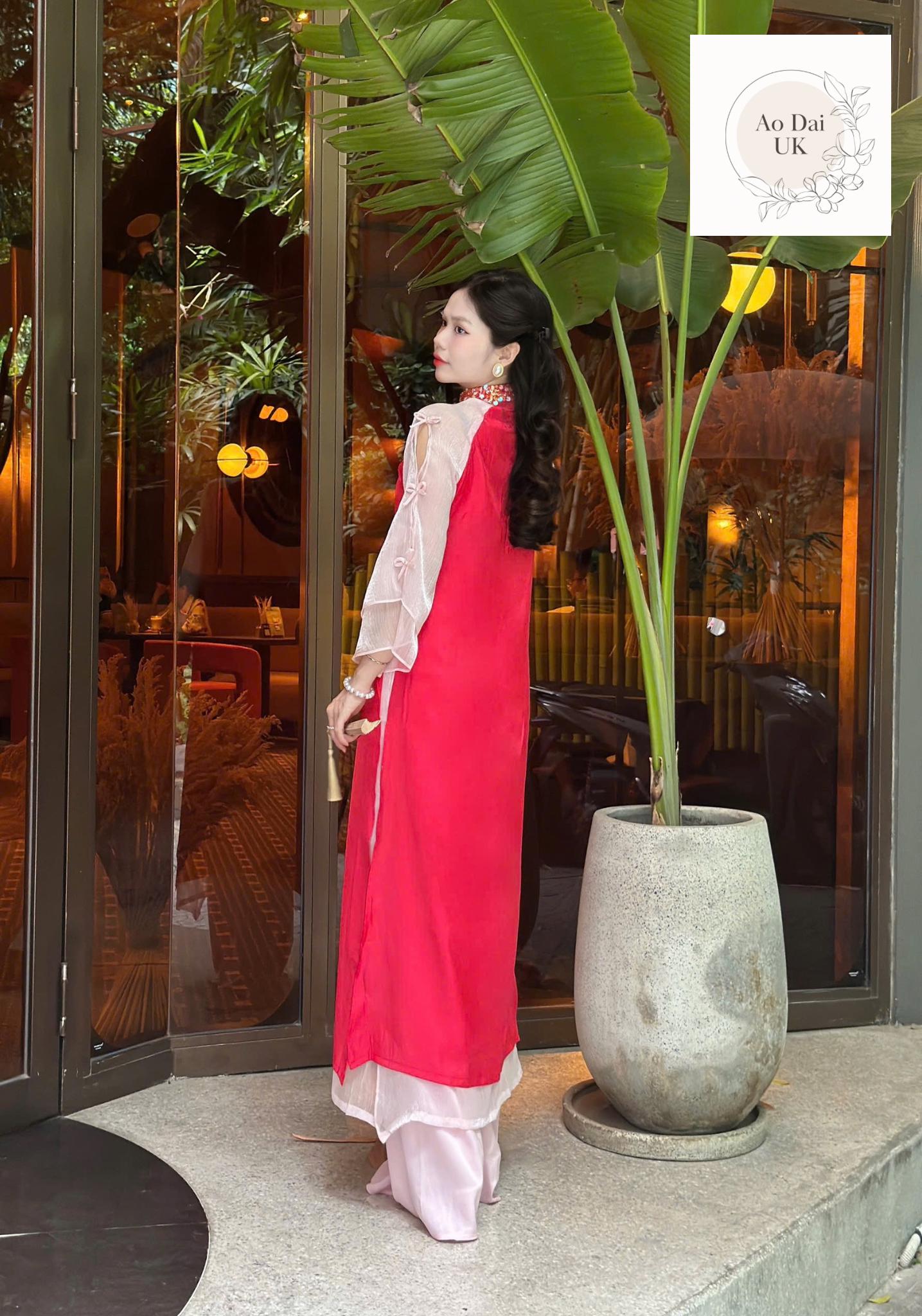 Vietnamese modern ao dai with vintage patterns- Ao Dai loose fit, big sizes, over sizes