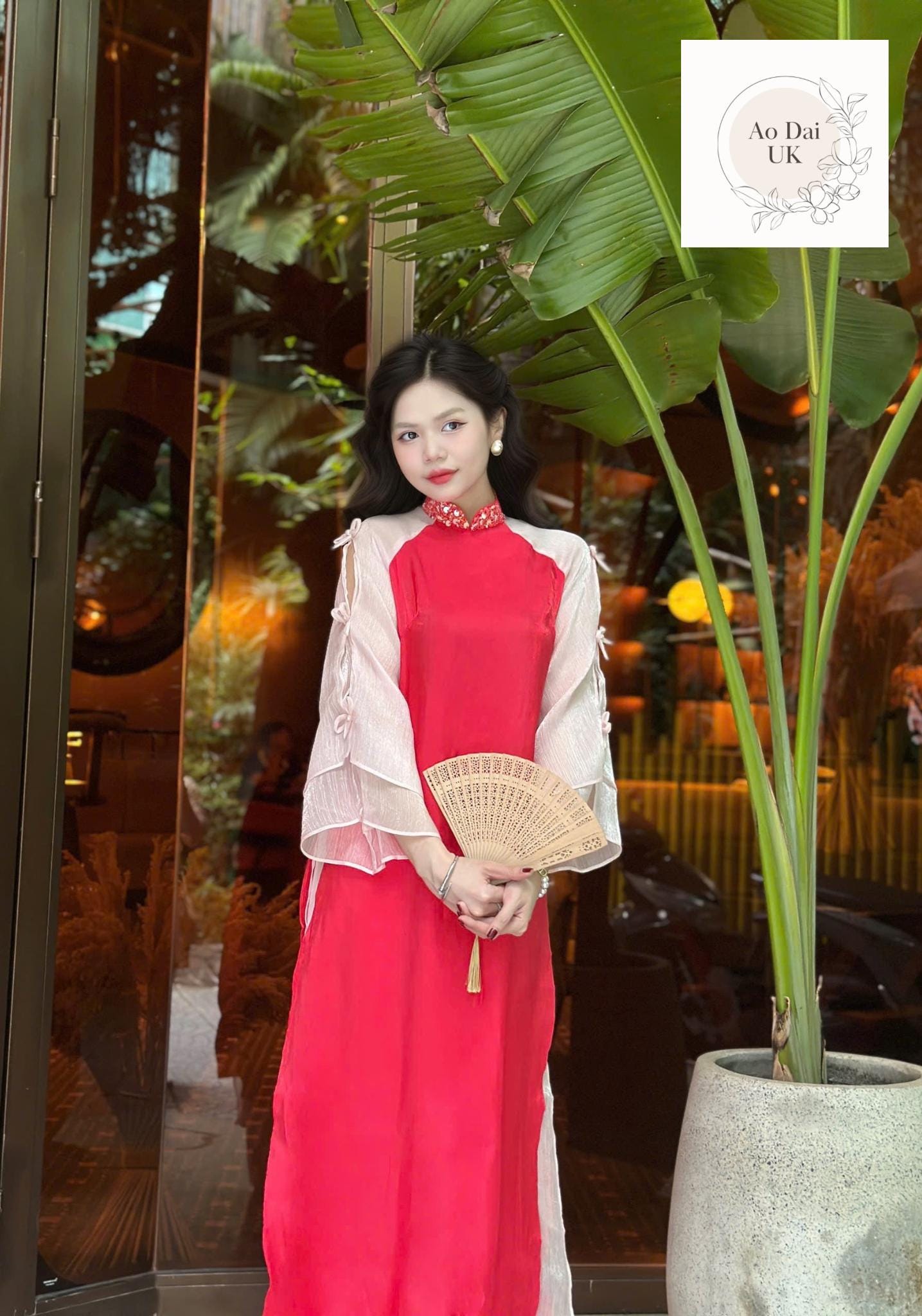 Vietnamese modern ao dai with vintage patterns- Ao Dai loose fit, big sizes, over sizes