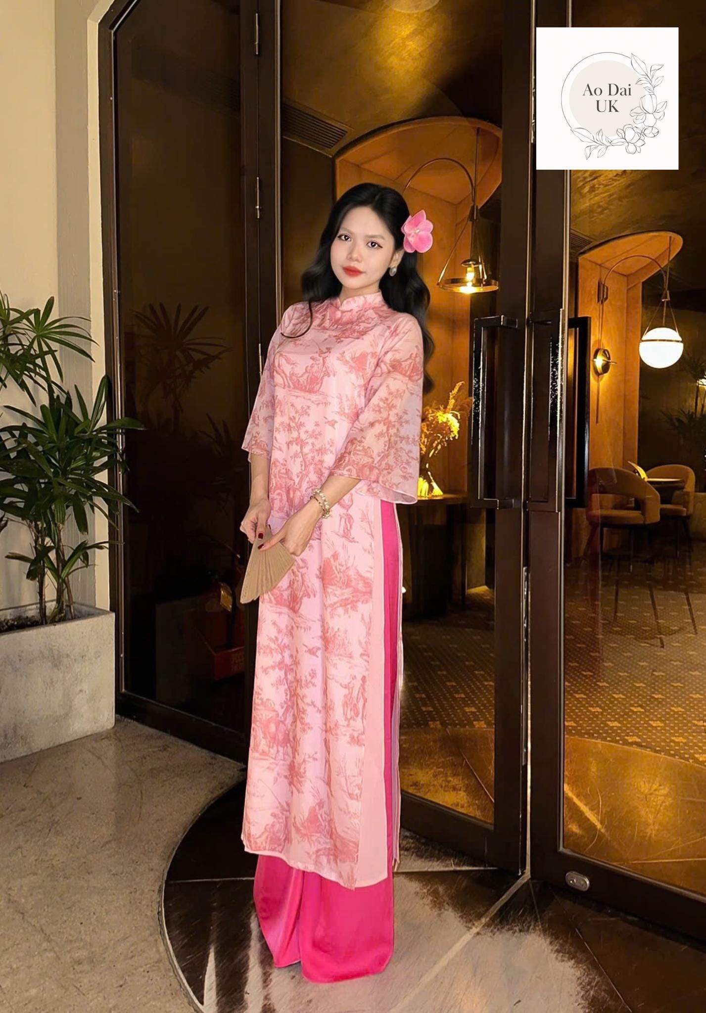 Vietnamese modern ao dai with vintage patterns- Ao Dai loose fit, big sizes, over sizes