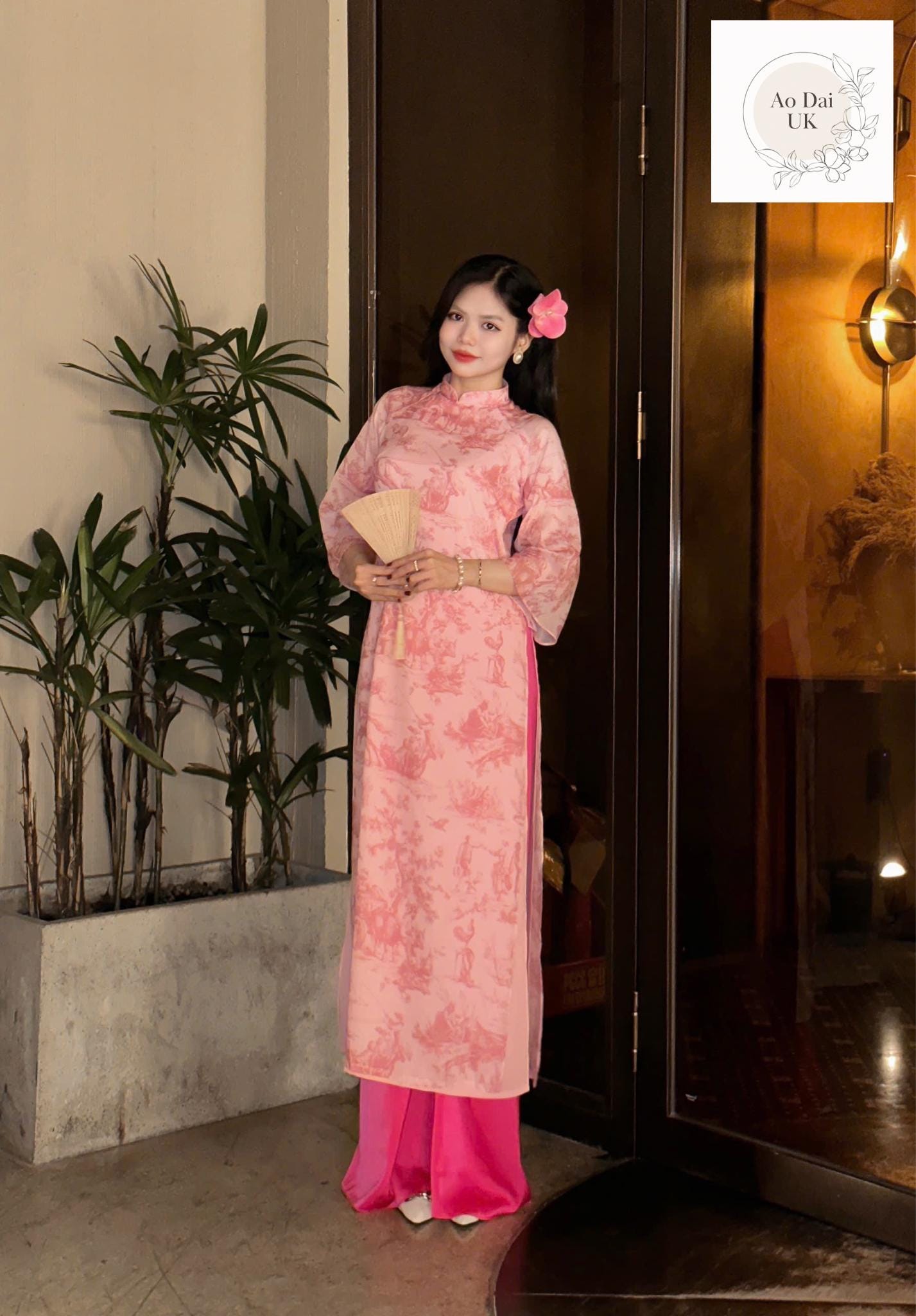 Vietnamese modern ao dai with vintage patterns- Ao Dai loose fit, big sizes, over sizes