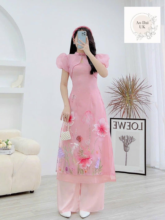 Vietnamese modern organza Ao dai - Ao dai cach tan