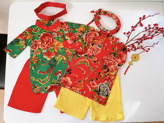 Matching baby, infant, newborn ao dai for boy girl - baby first ao dai