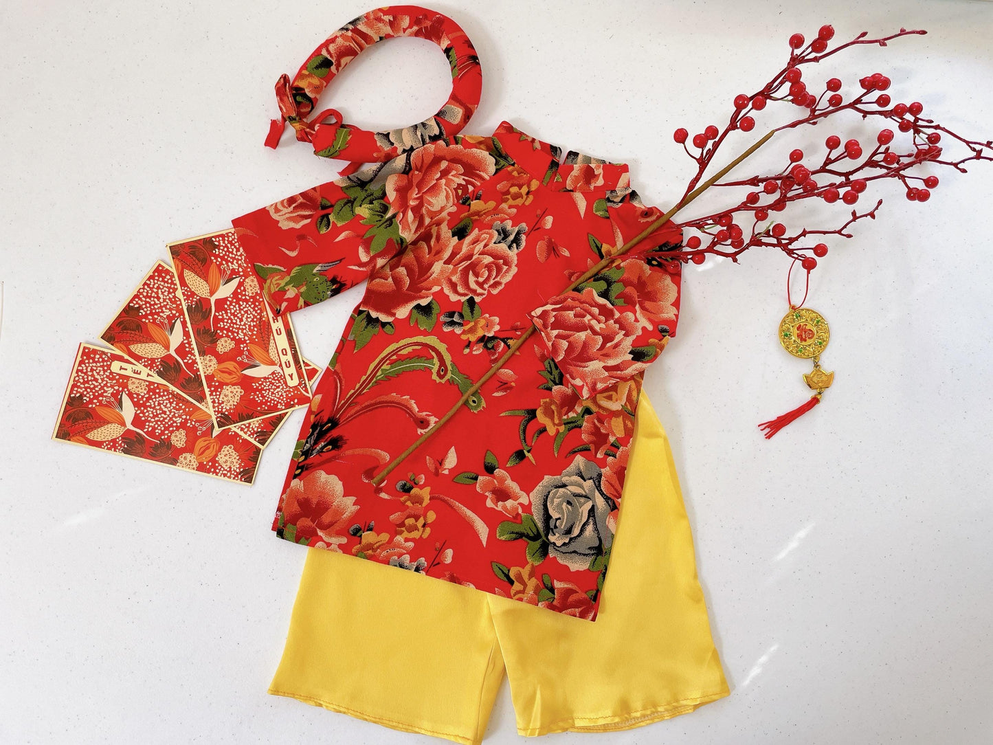 Matching baby, infant, newborn ao dai for boy girl - baby first ao dai