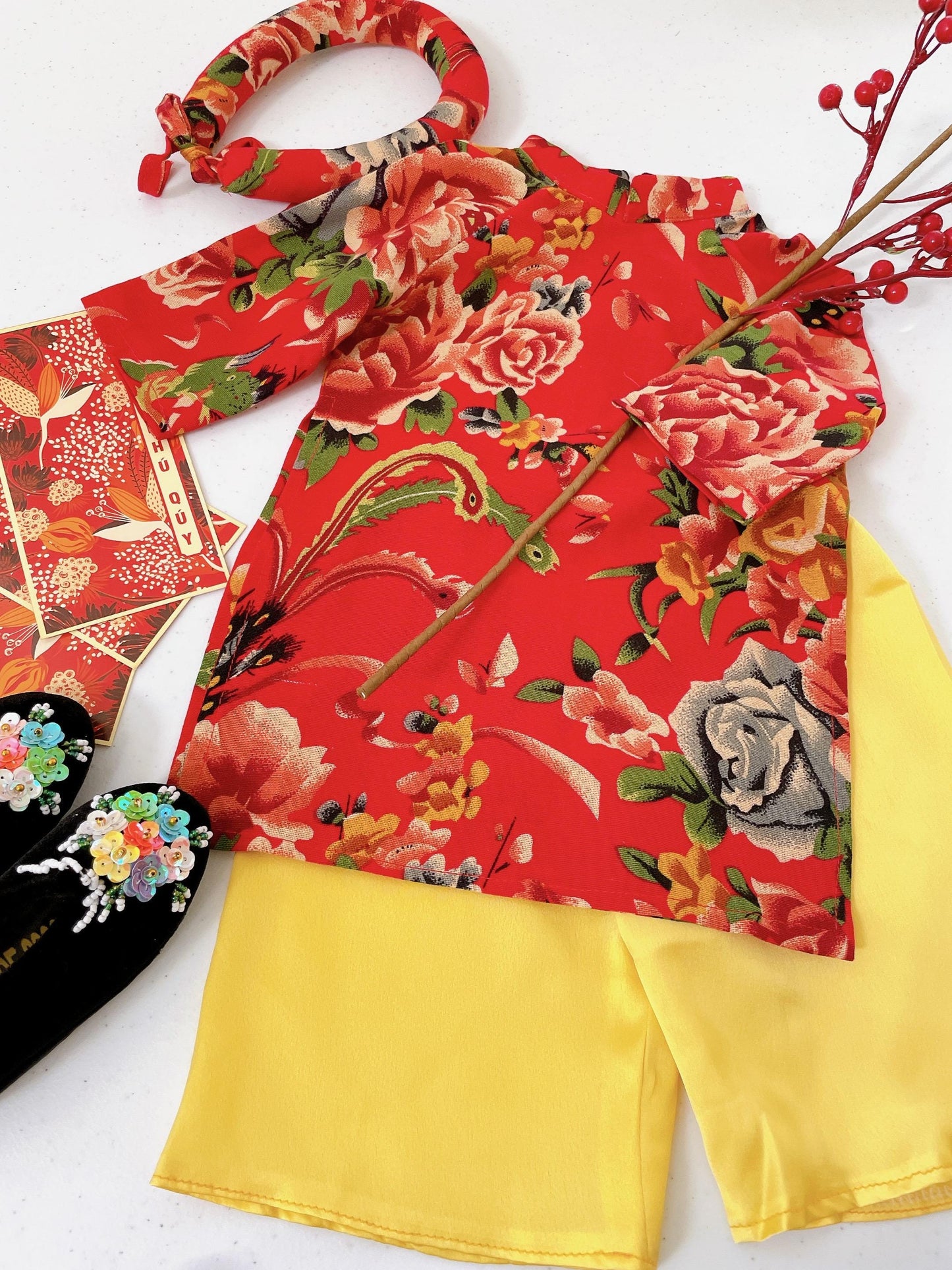 Matching baby, infant, newborn ao dai for boy girl - baby first ao dai