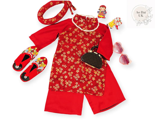 Baby, infant, newborn Sakura ao dai for girls- baby first ao dai