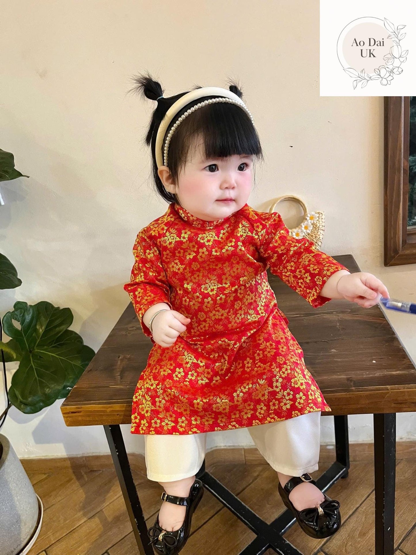 Thai Tuan silk baby, infant, newborn ao dai for girls- baby first ao dai