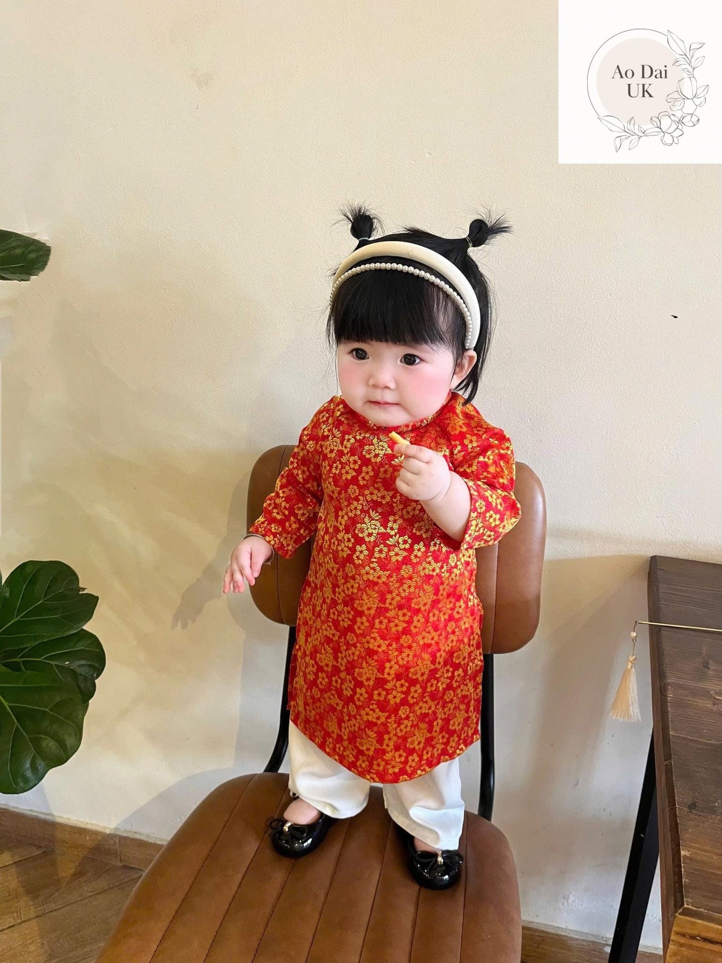 Thai Tuan silk baby, infant, newborn ao dai for girls- baby first ao dai