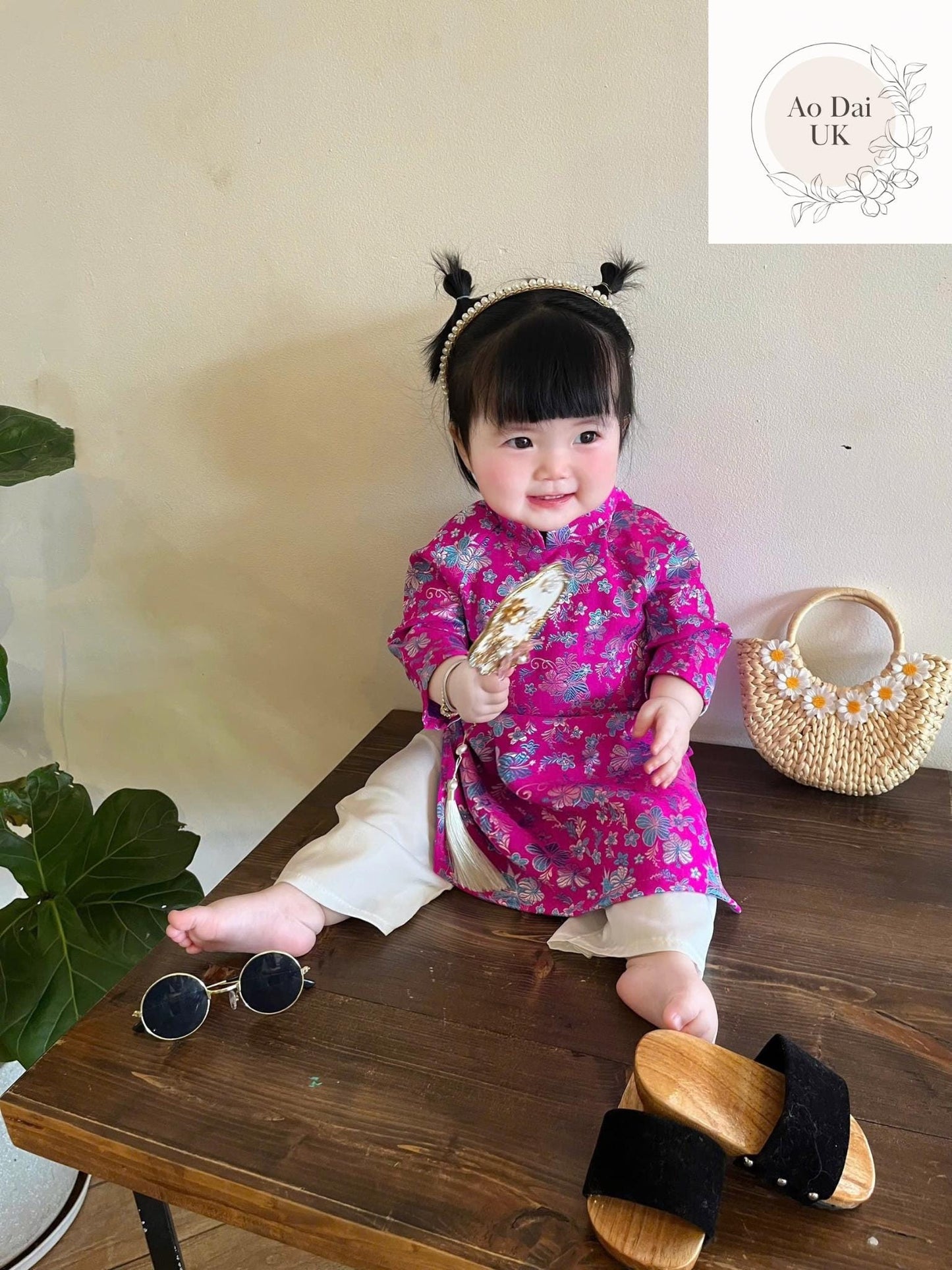 Thai Tuan silk baby, infant, newborn ao dai for girls- baby first ao dai