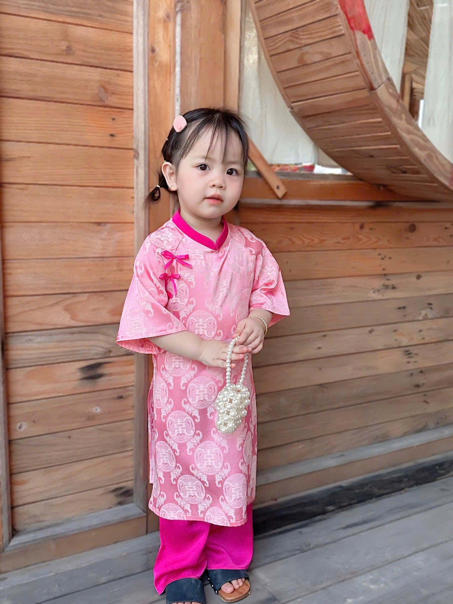 Ao dai and headband for baby, girl, infant, newborn, toddler - baby first ao dai