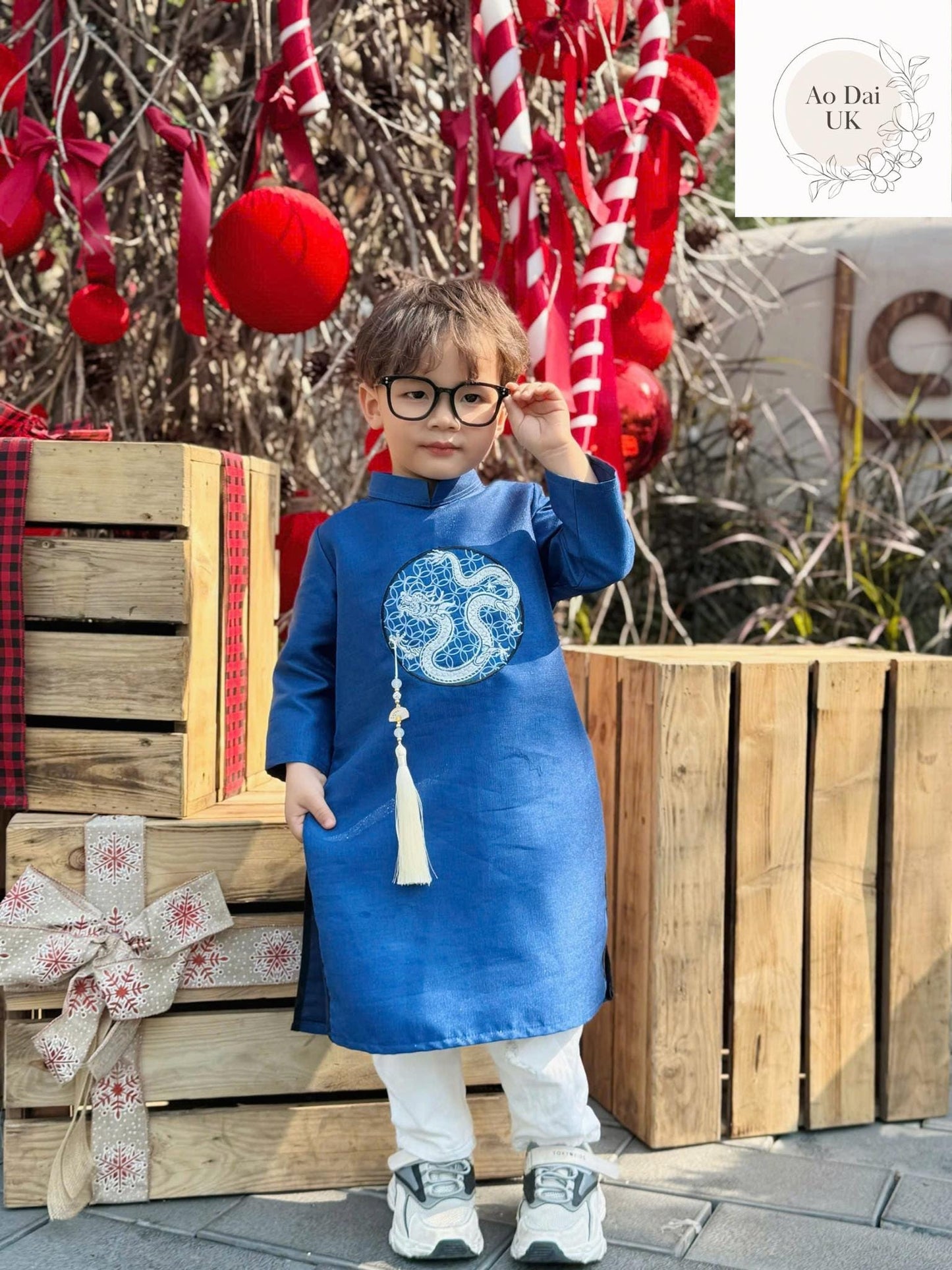 Dragon embroidered ao dai for boy, kid, teen- Vietnamese male ao dai only