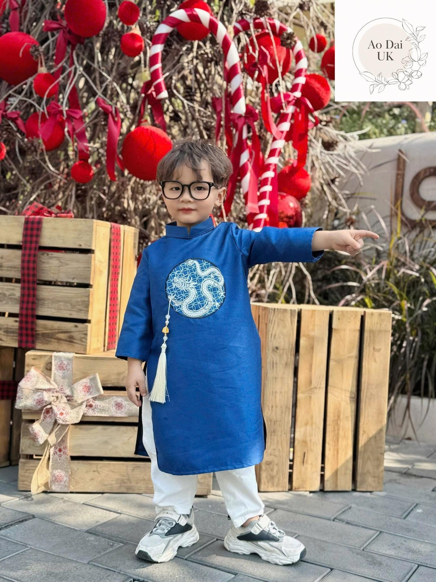 Dragon embroidered ao dai for boy, kid, teen- Vietnamese male ao dai only