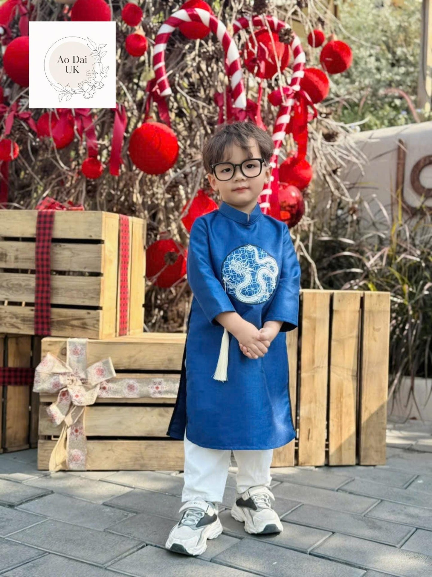 Dragon embroidered ao dai for boy, kid, teen- Vietnamese male ao dai only