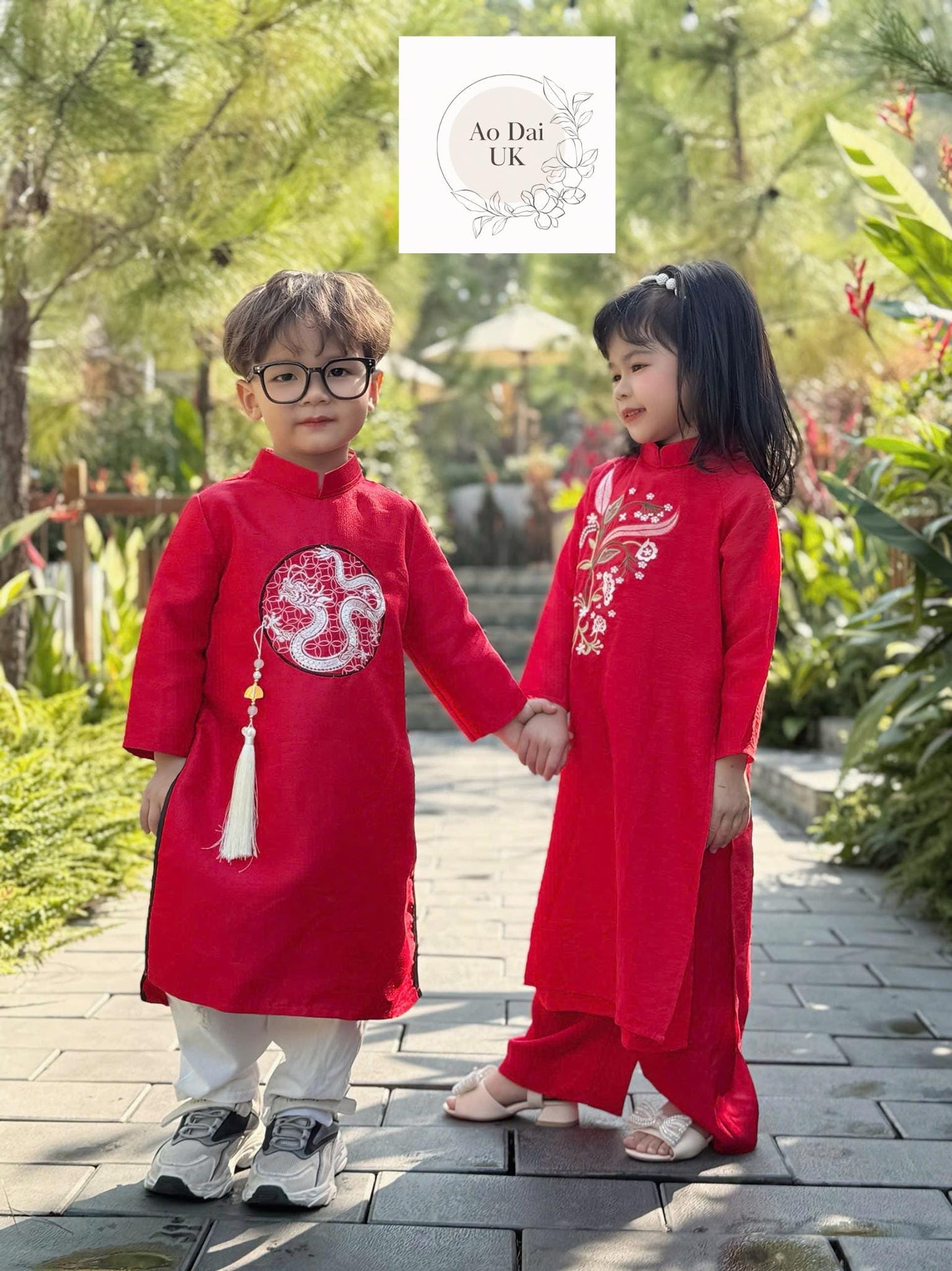 Dragon embroidered ao dai for boy, kid, teen- Vietnamese male ao dai only