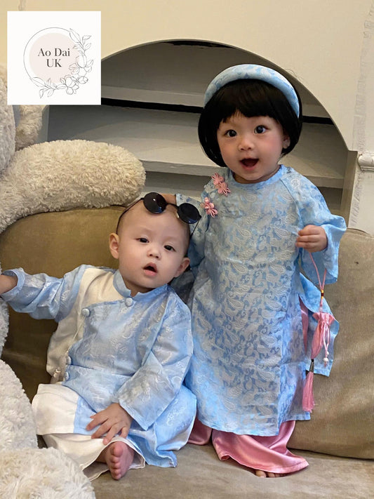 Mulberry silk ao dai for baby, infant, newborn - baby boy, girl first ao dai