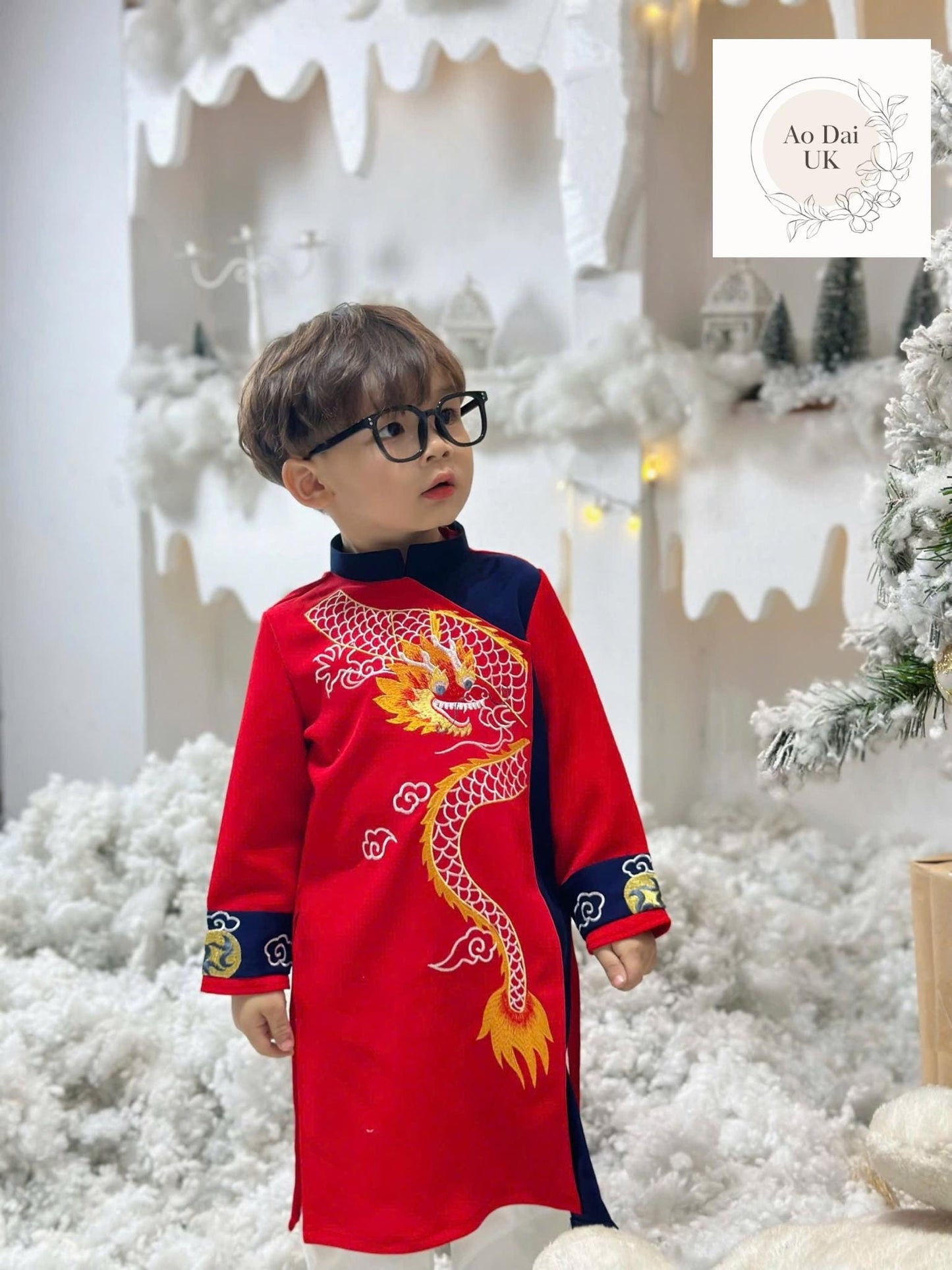 Embroidered Ao dai for boy, kid, teen- Vietnamese male ao dai only