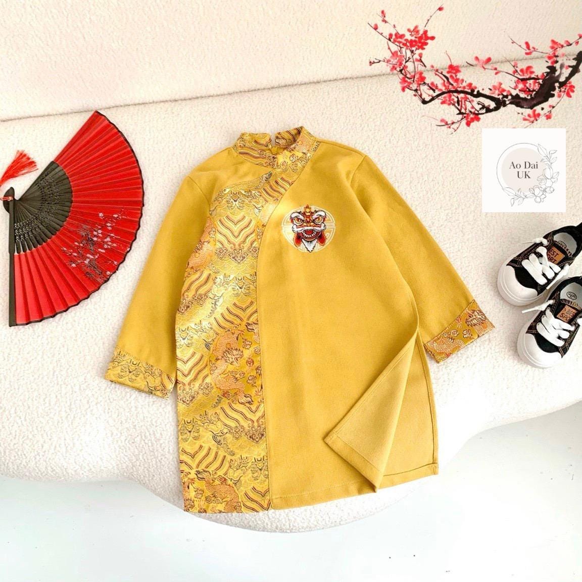 Corduroy ao dai for boy, kid - Vietnamese male ao dai only