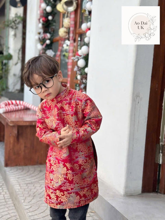 Embroidered Ao dai for boy, kid, teen- Vietnamese male ao dai only