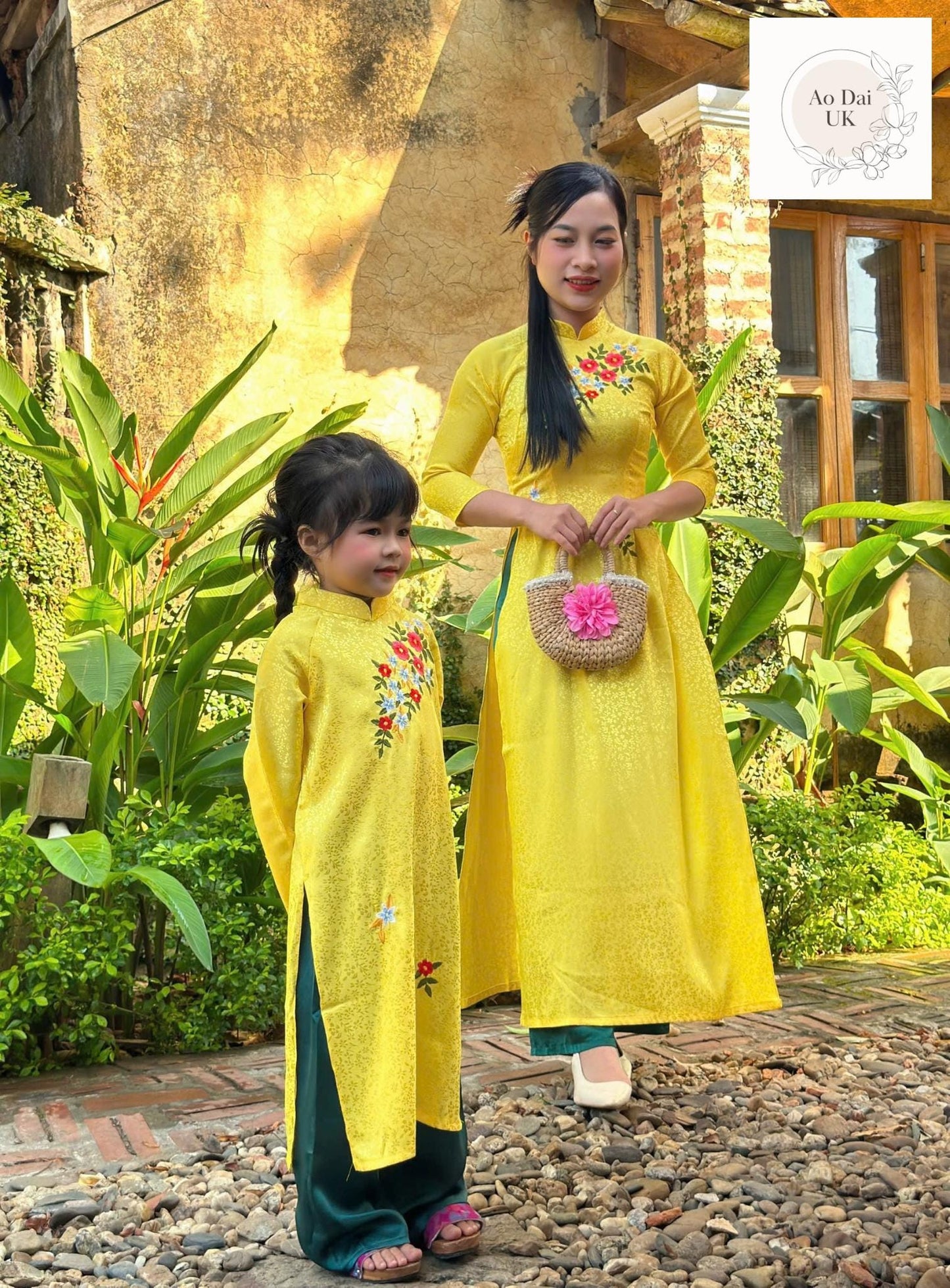 Women and kid silk ao dai- Mom and kid matching
