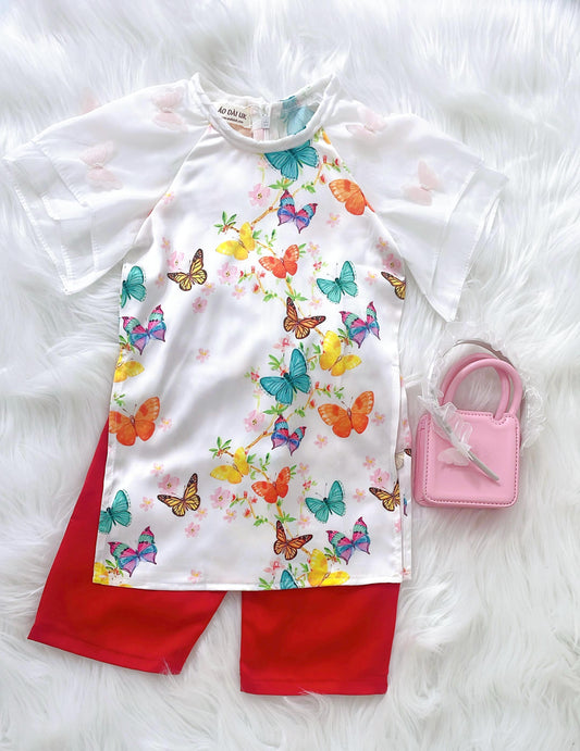 Ao dai and headband for Baby, girl, infant, newborn, toddler- baby first ao dai