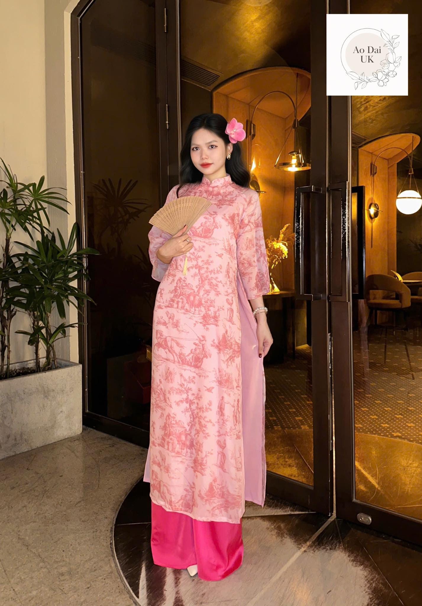 Vietnamese modern ao dai with vintage patterns- Ao Dai loose fit, big sizes, over sizes