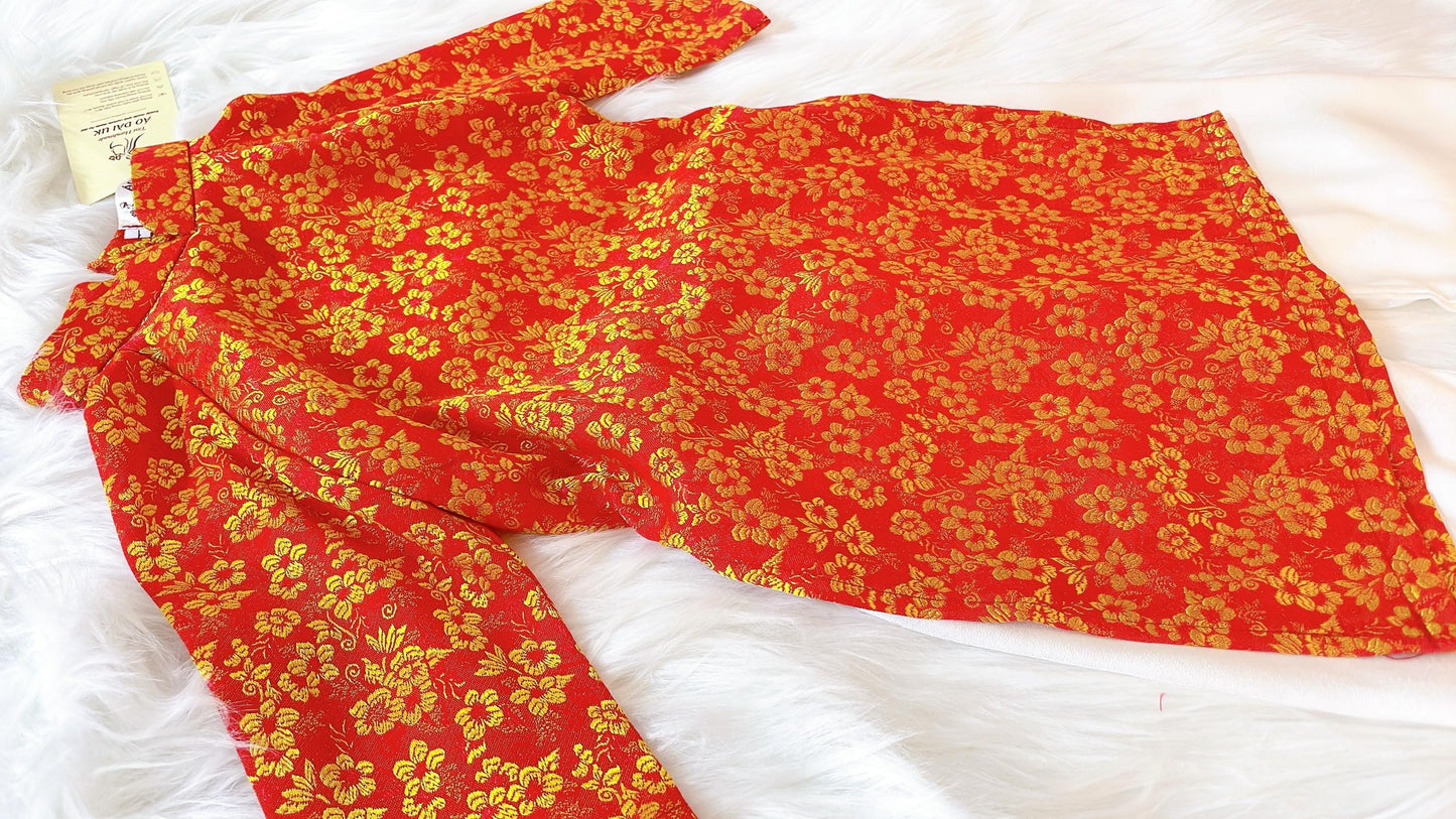 Thai Tuan silk baby, infant, newborn ao dai for girls- baby first ao dai