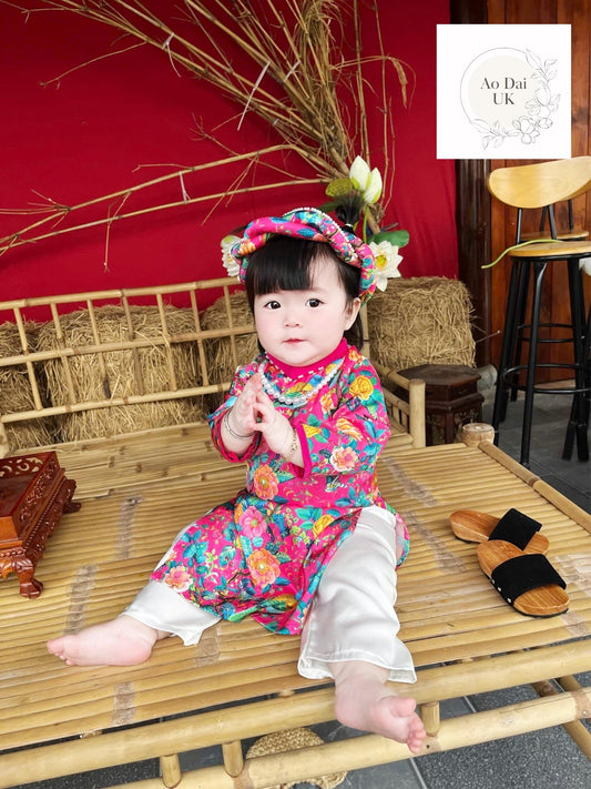Pure silk baby, infant, newborn ao dai for girls- baby first ao dai