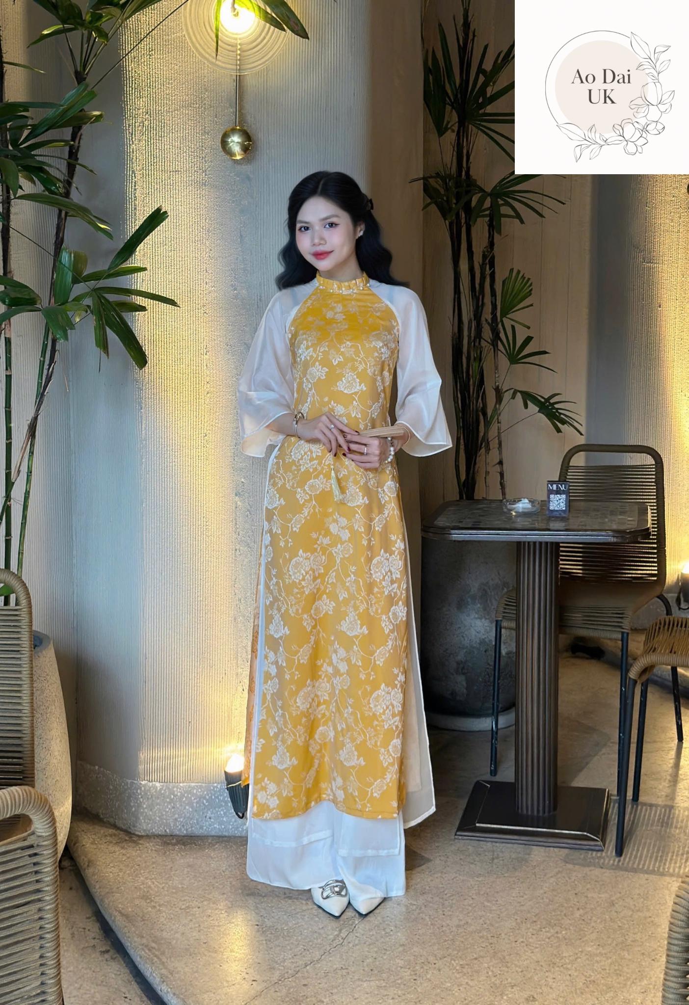 Vietnamese jacquard silk áo dài