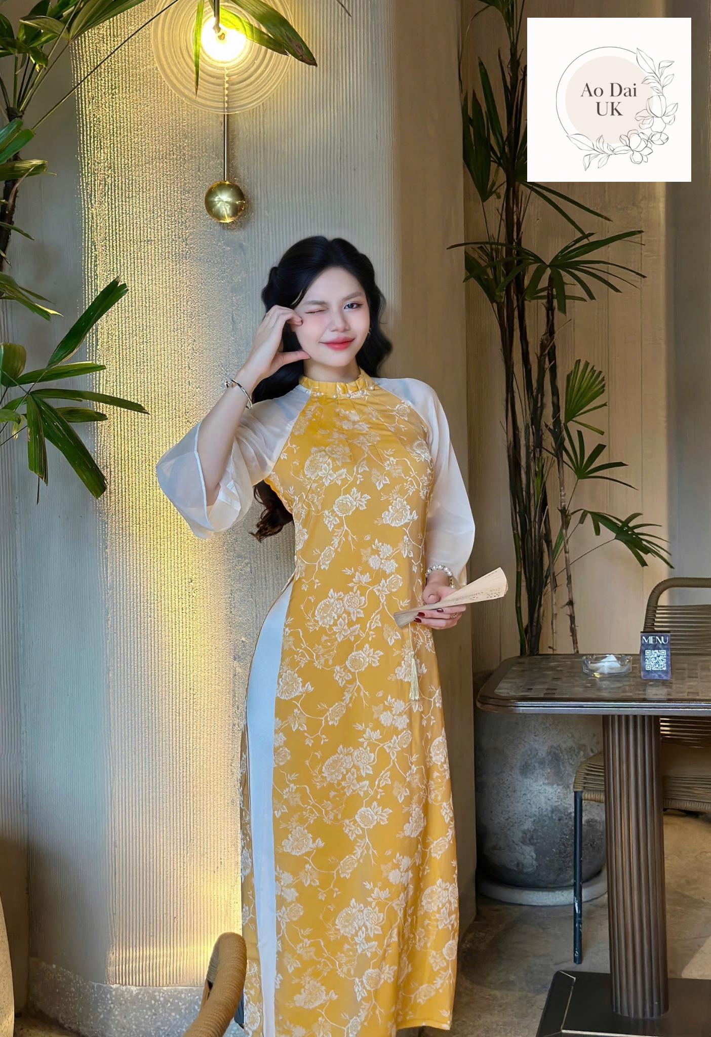 Vietnamese jacquard silk áo dài