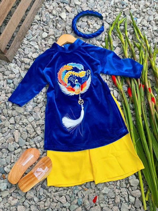 Ao dai and headband for baby, toddler, girl - baby first ao dai