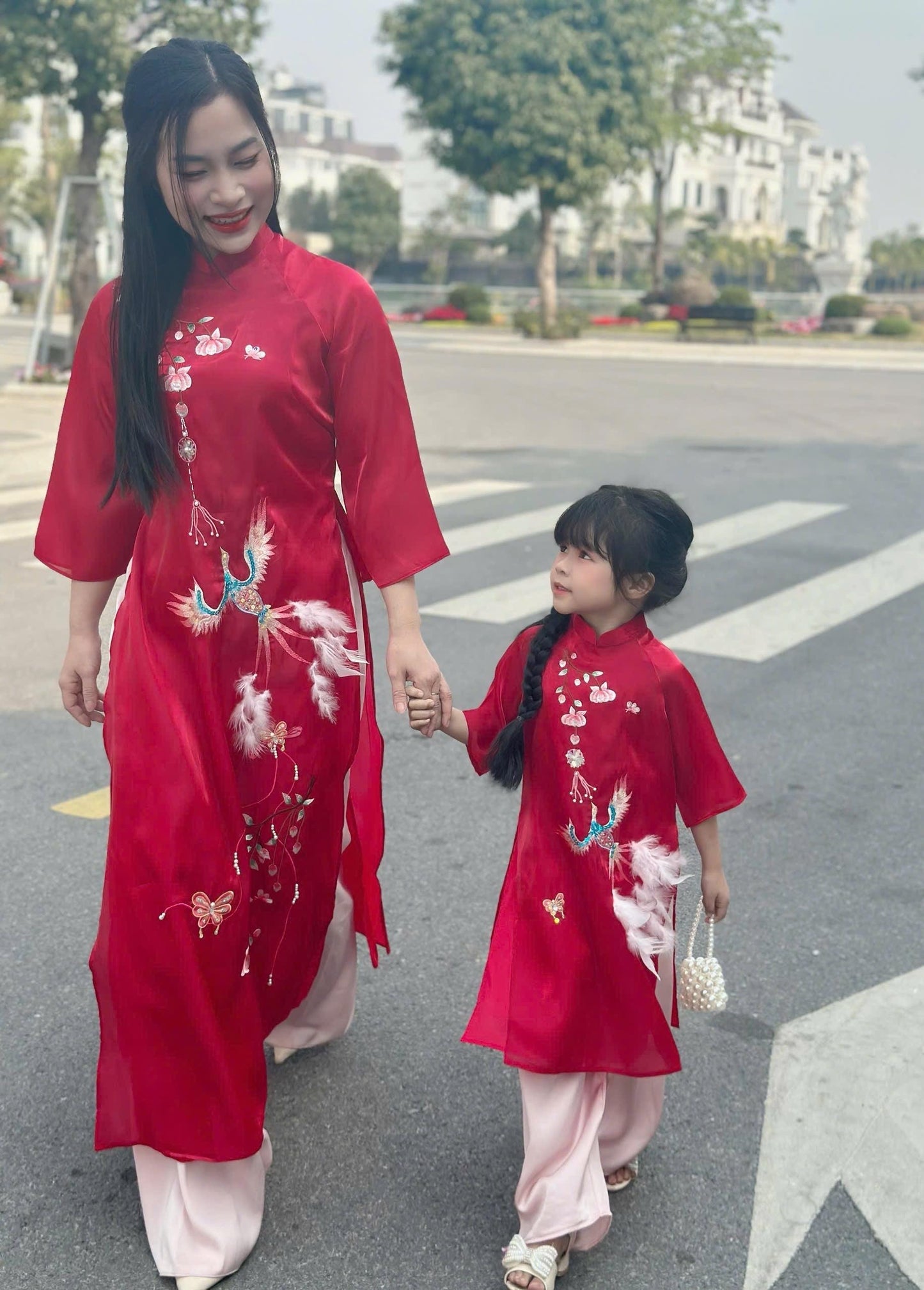 Women and kid matching ao dai- ao dai big size, over size