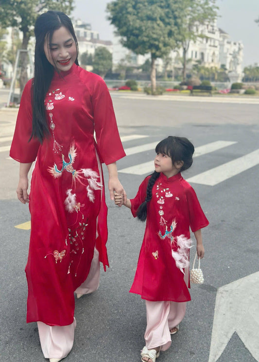 Women and kid matching ao dai- ao dai big size, over size