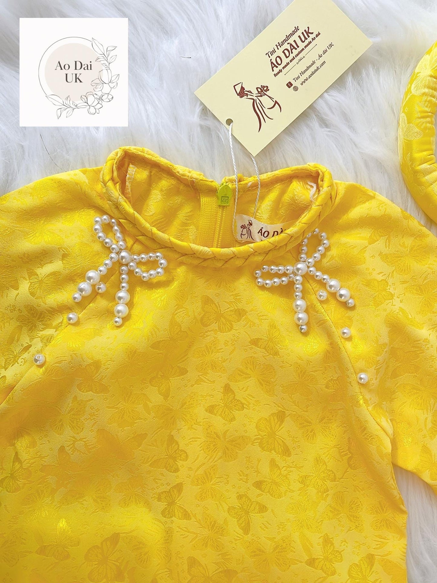 Jacquard silk baby, infant, newborn ao dai for girls- baby first ao dai