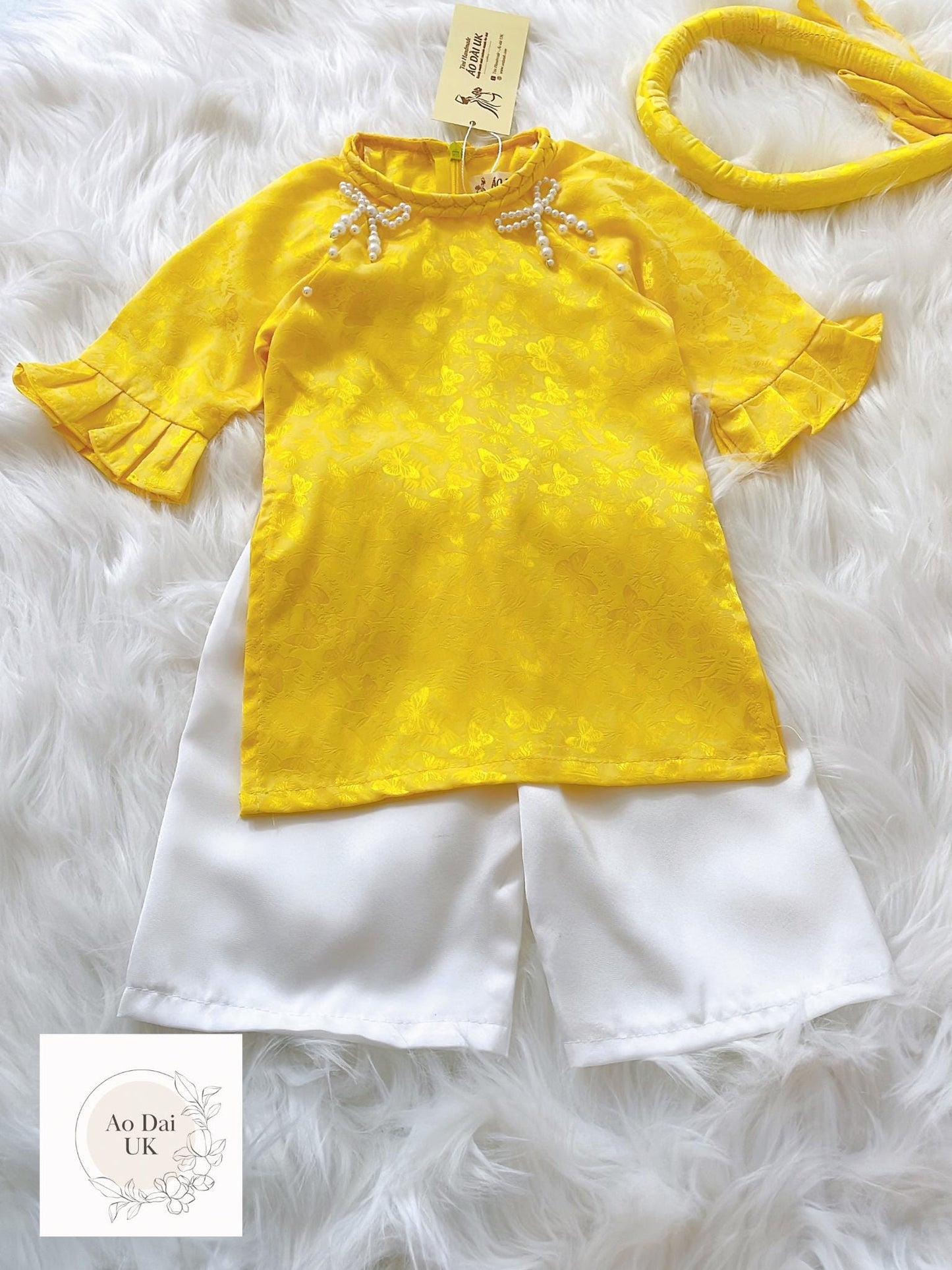 Jacquard silk baby, infant, newborn ao dai for girls- baby first ao dai