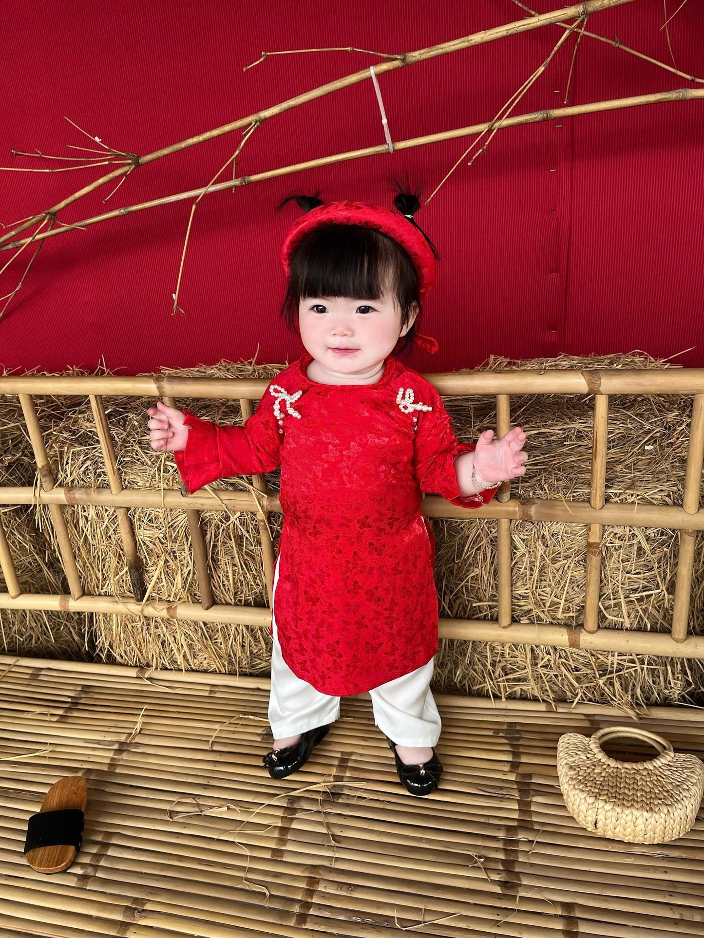 Pure silk baby, infant, newborn ao dai for girls- baby first ao dai
