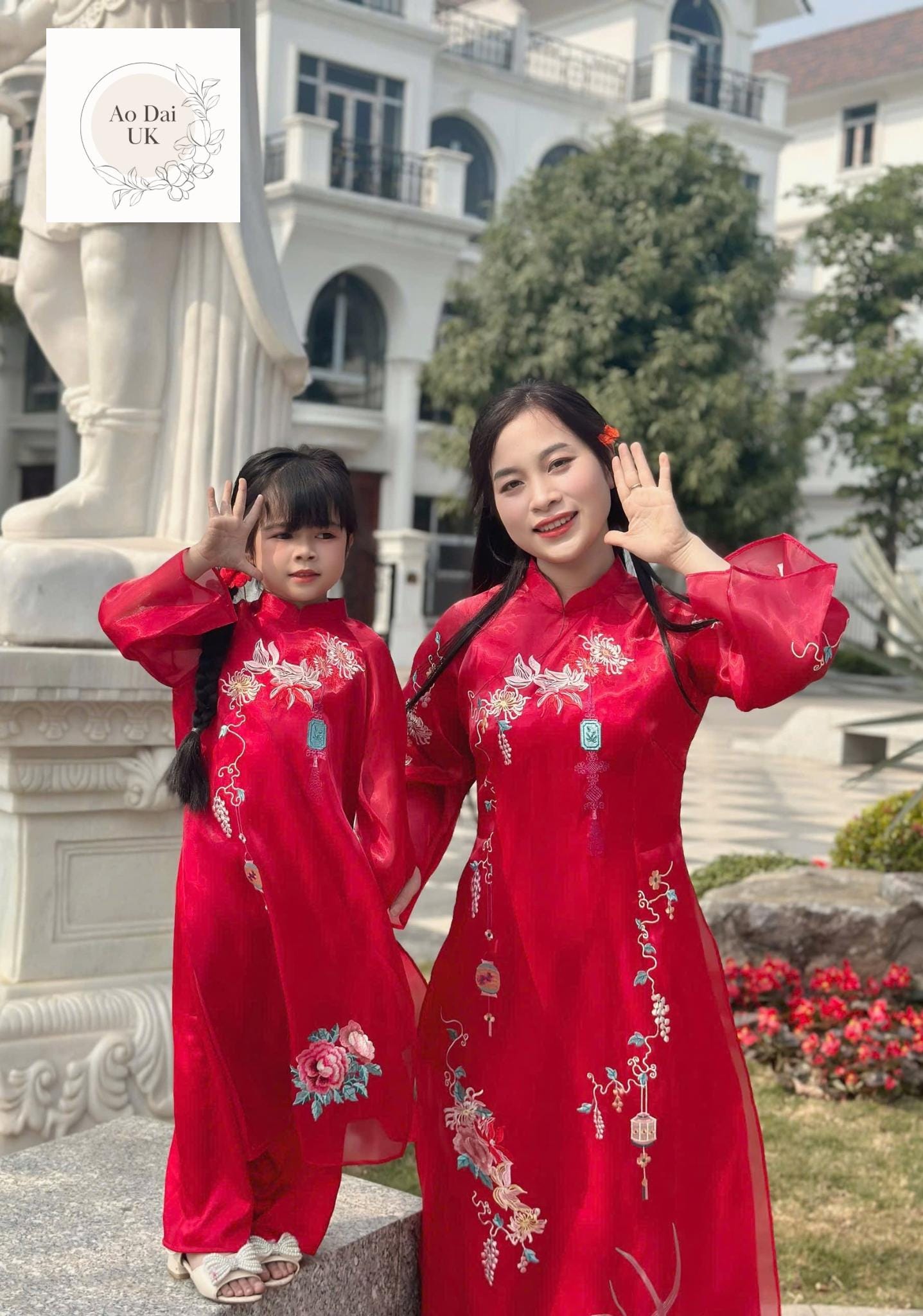 Women and kid organza ao dai- Ao dai big size, oversize