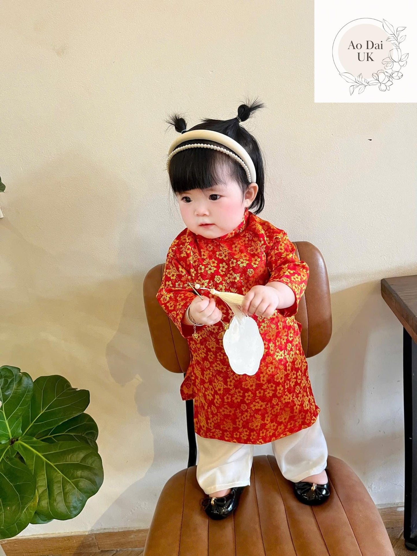 Thai Tuan silk baby, infant, newborn ao dai for girls- baby first ao dai