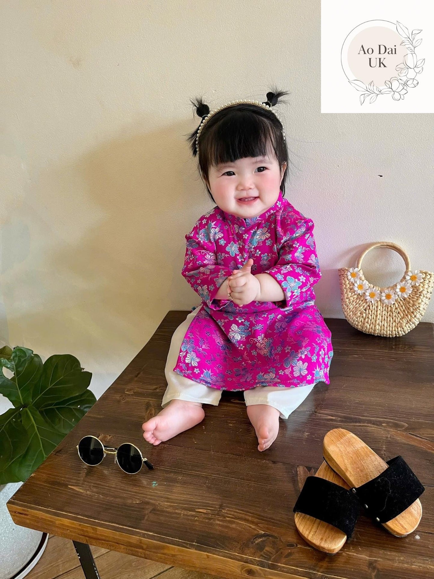 Thai Tuan silk baby, infant, newborn ao dai for girls- baby first ao dai