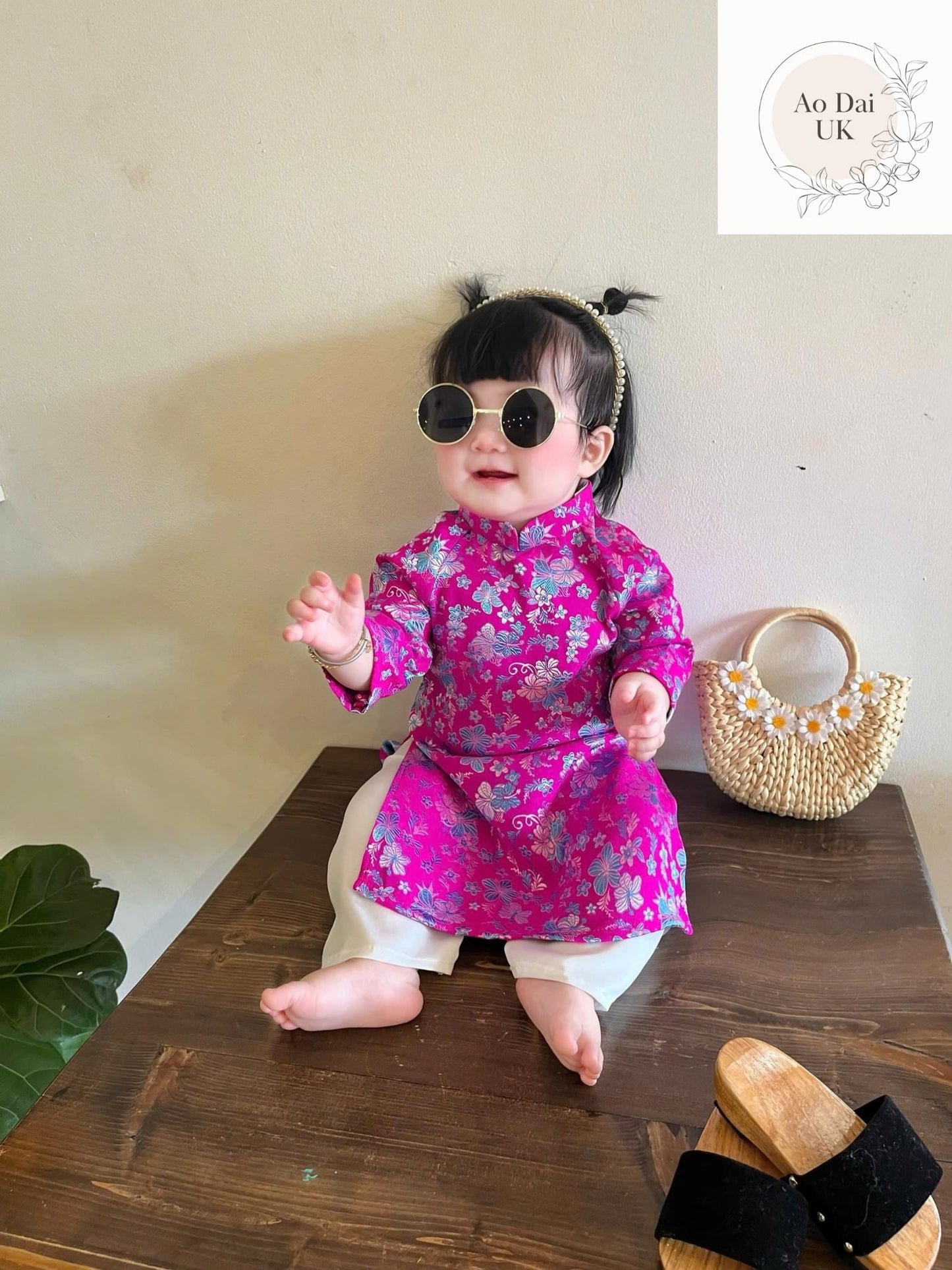 Thai Tuan silk baby, infant, newborn ao dai for girls- baby first ao dai