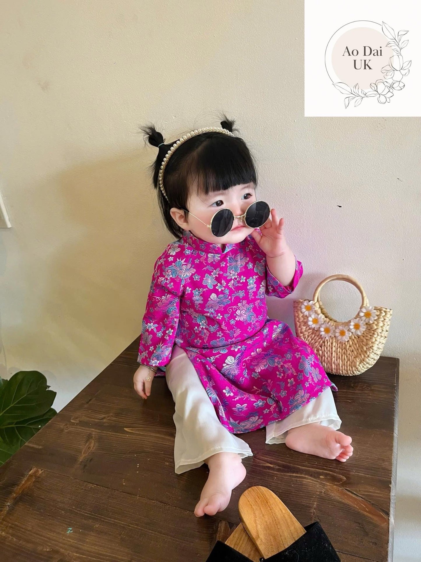 Thai Tuan silk baby, infant, newborn ao dai for girls- baby first ao dai