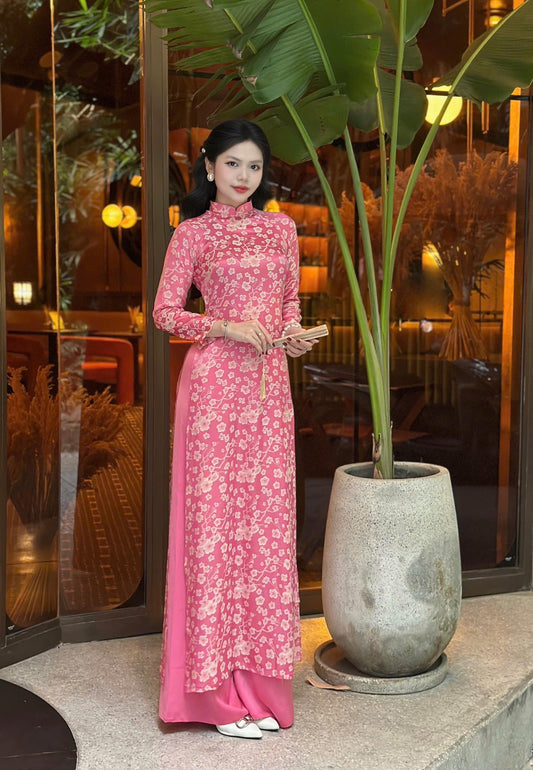 Vietnamese jacquard silk áo dài