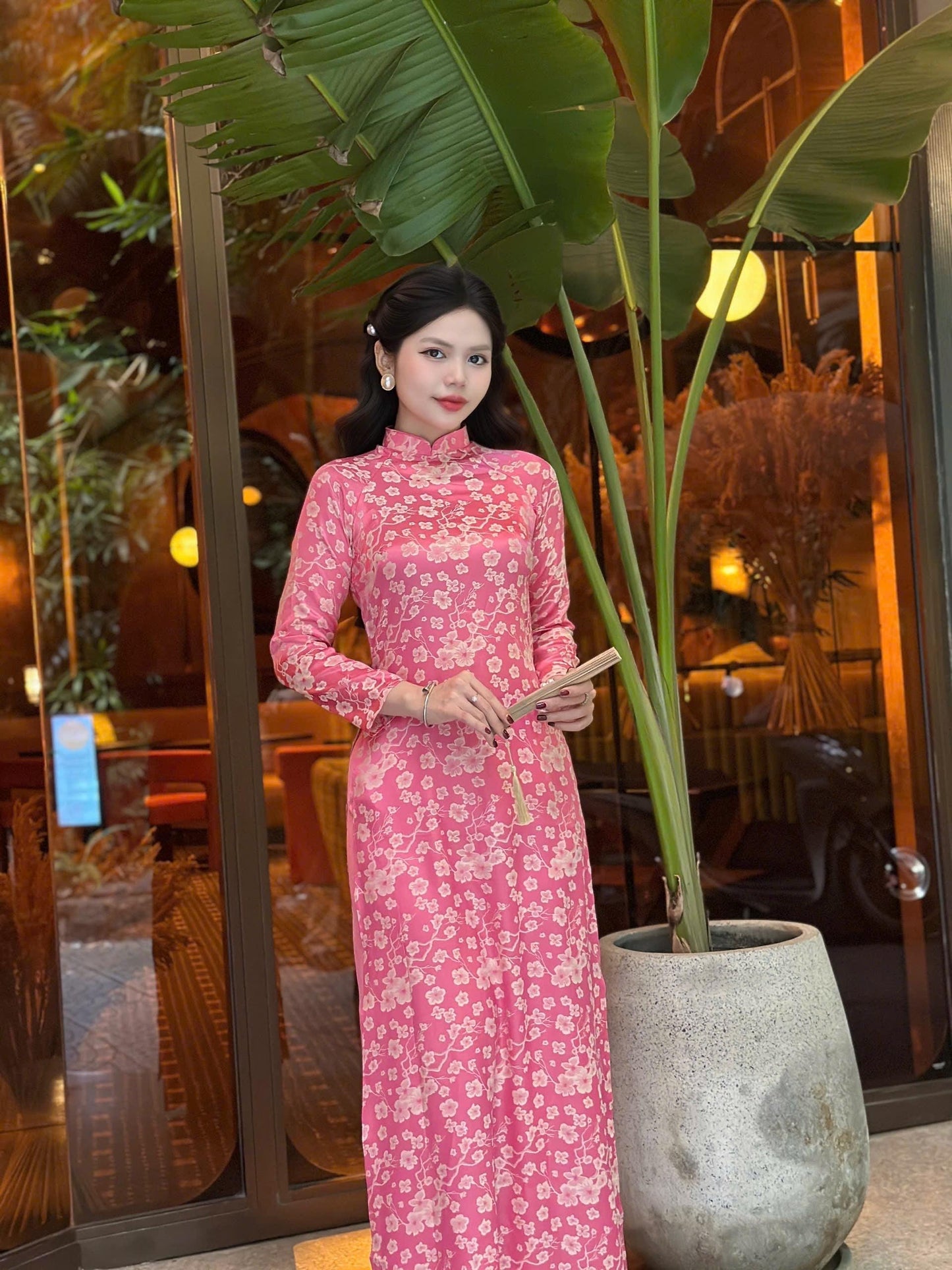 Vietnamese jacquard silk áo dài