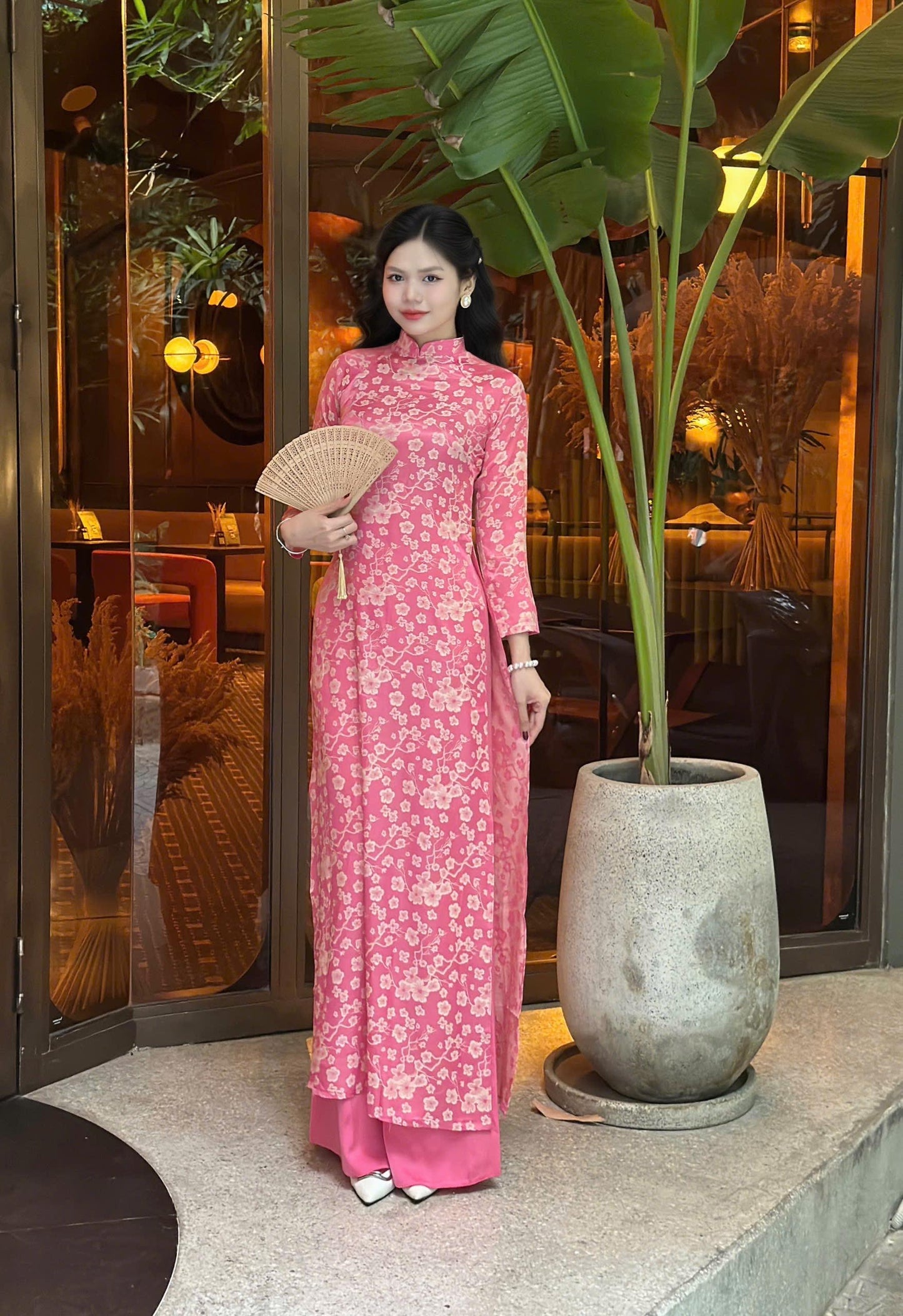 Vietnamese jacquard silk áo dài